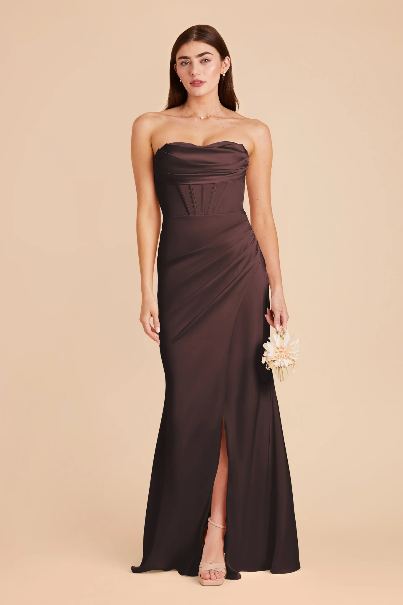 Matte Satin Espresso Dress - XNAUWBI