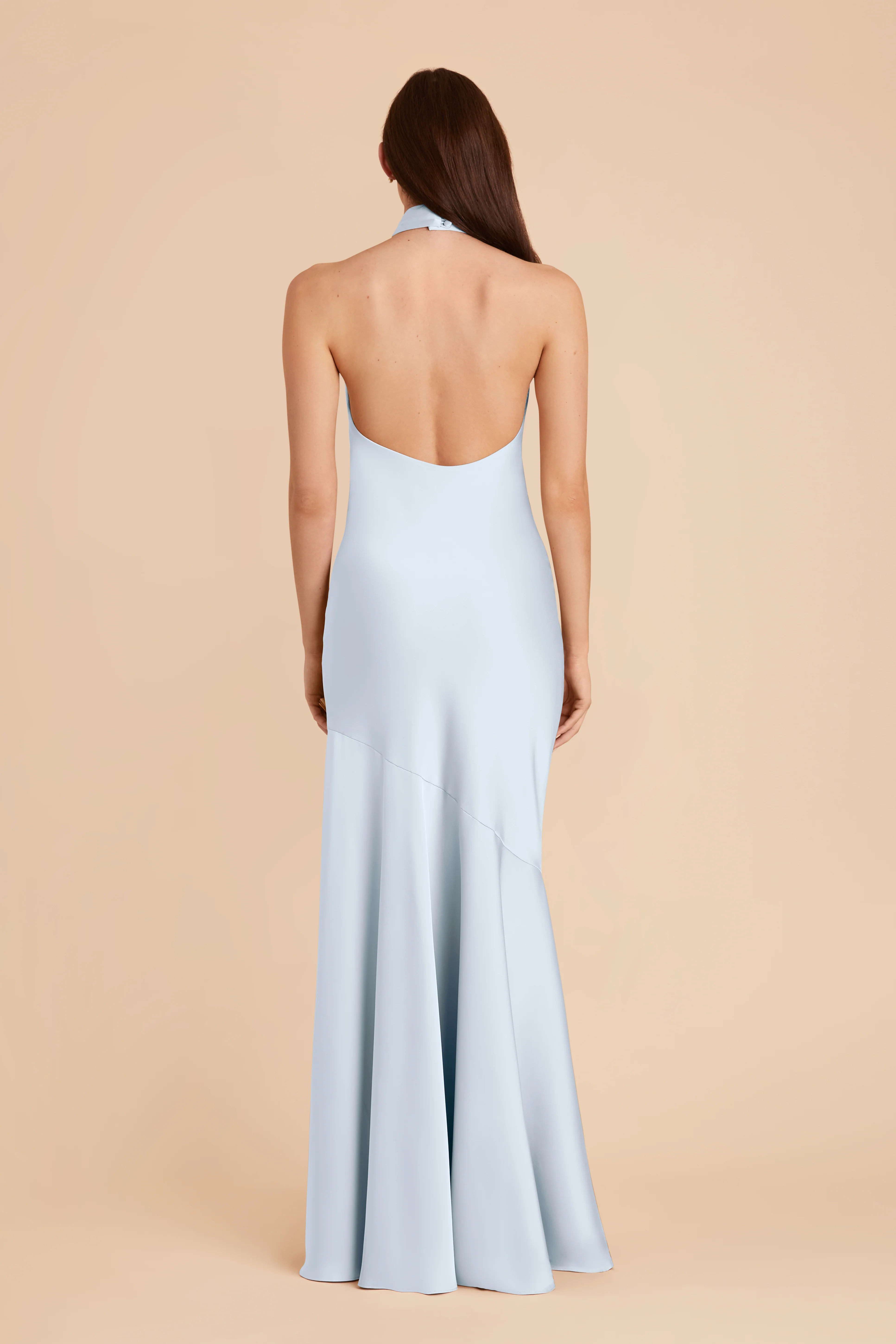 Matte Satin Mist Blue Dress - XNAUWBI