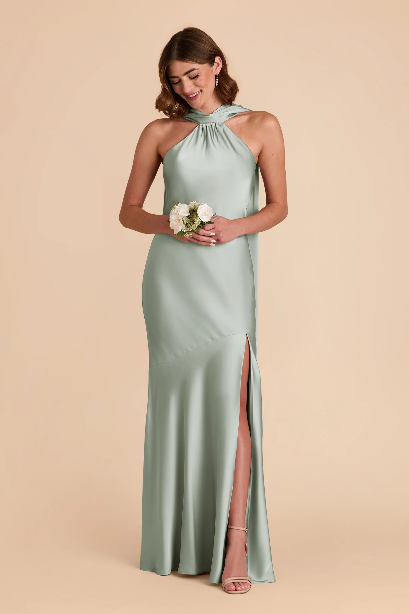 Matte Satin Sage Dress - XNAUWBI