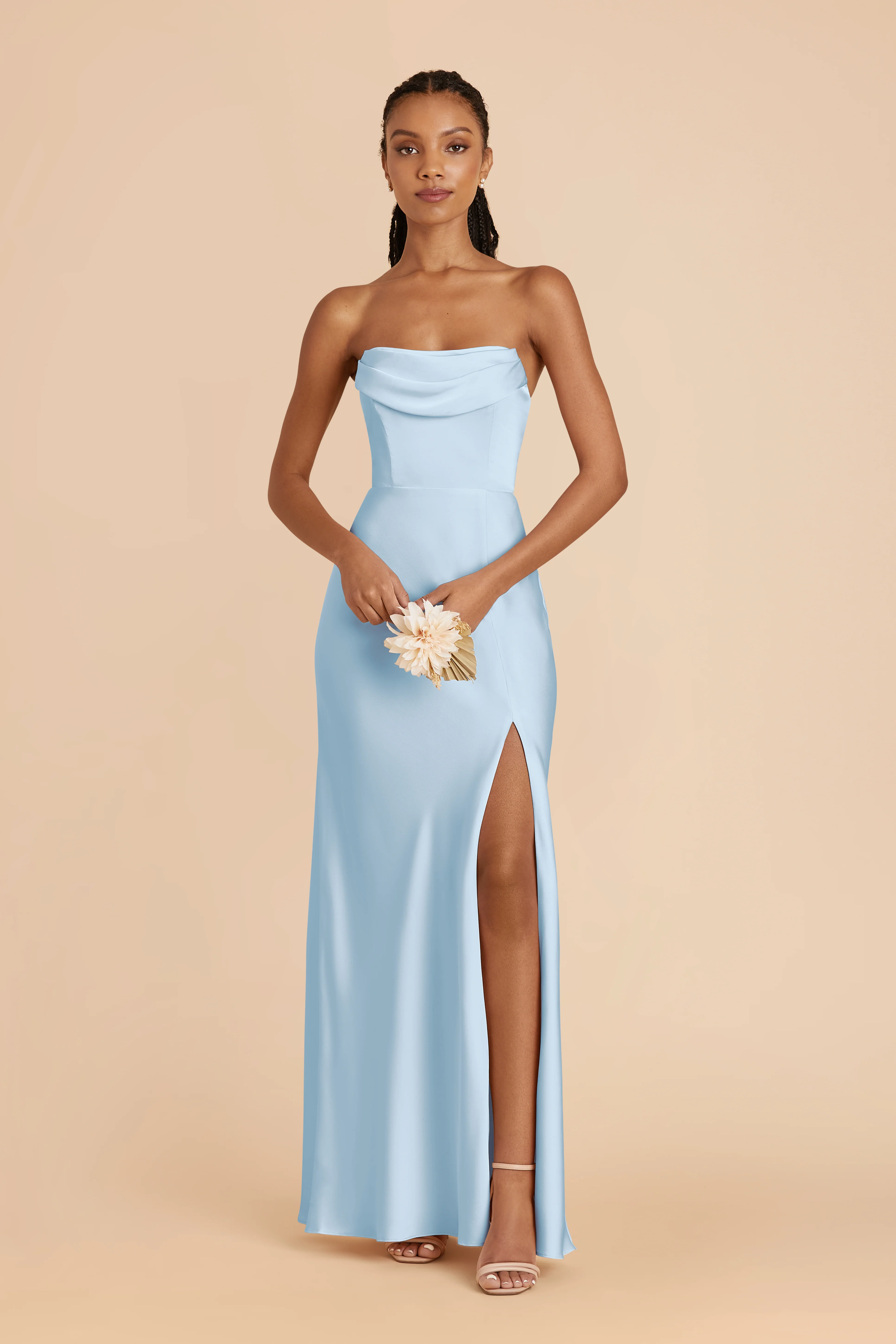 Matte Satin Sky Blue Dress - XNAUWBI
