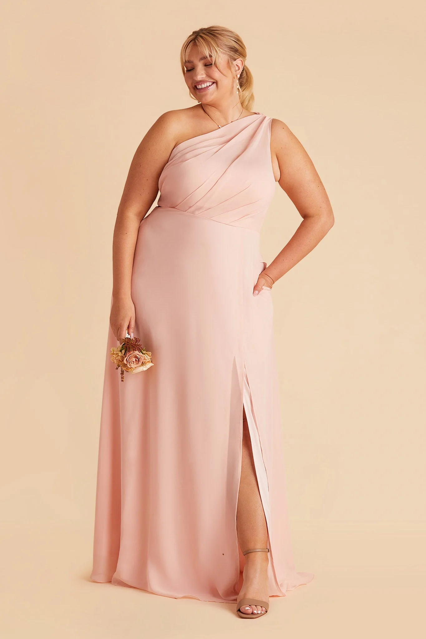 Chiffon Blush Pink Dress - XNAUWBI