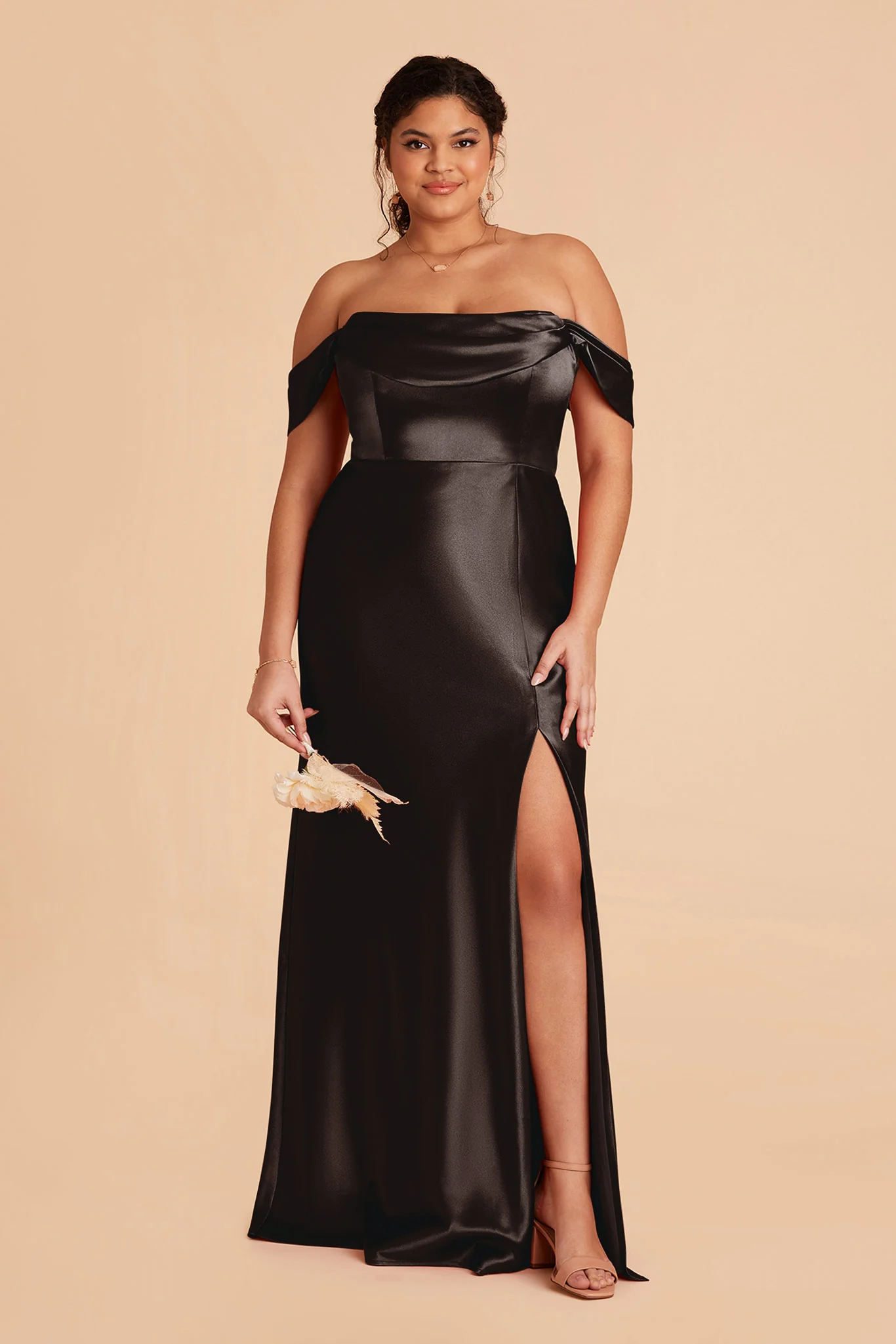 Shiny Satin Black Dress - XNAUWBI