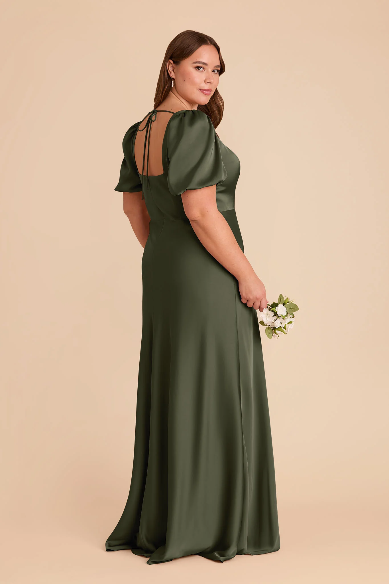 Matte Satin Olive Dress - XNAUWBI