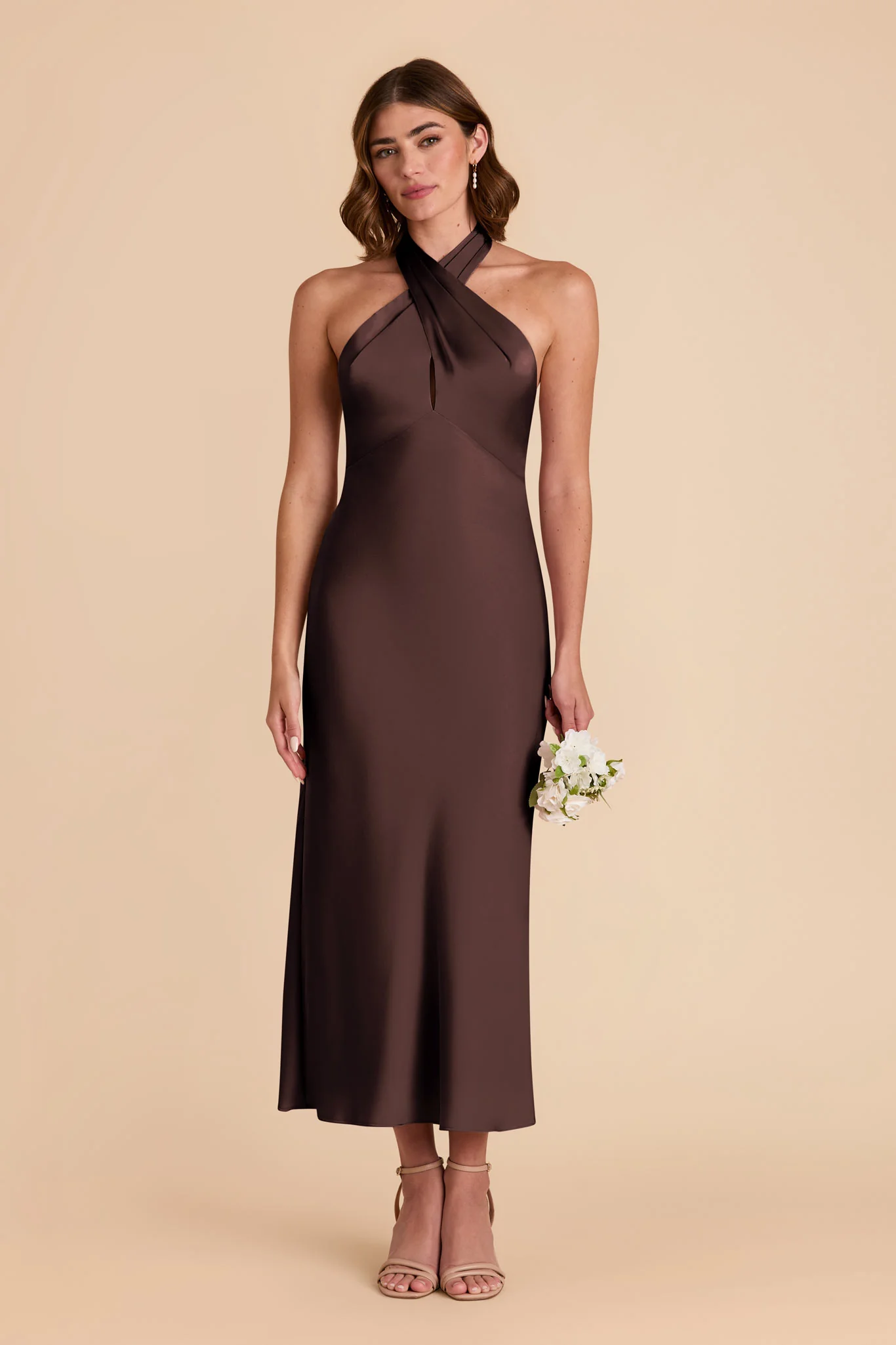 Matte Satin Espresso Dress - XNAUWBI