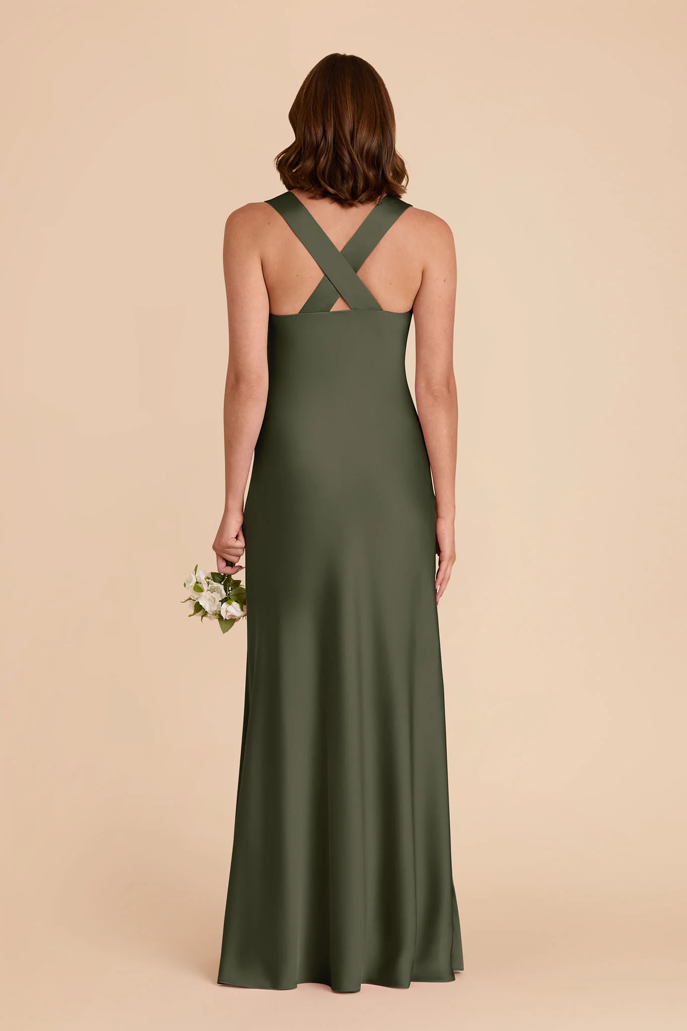 Matte Satin Olive Dress - XNAUWBI