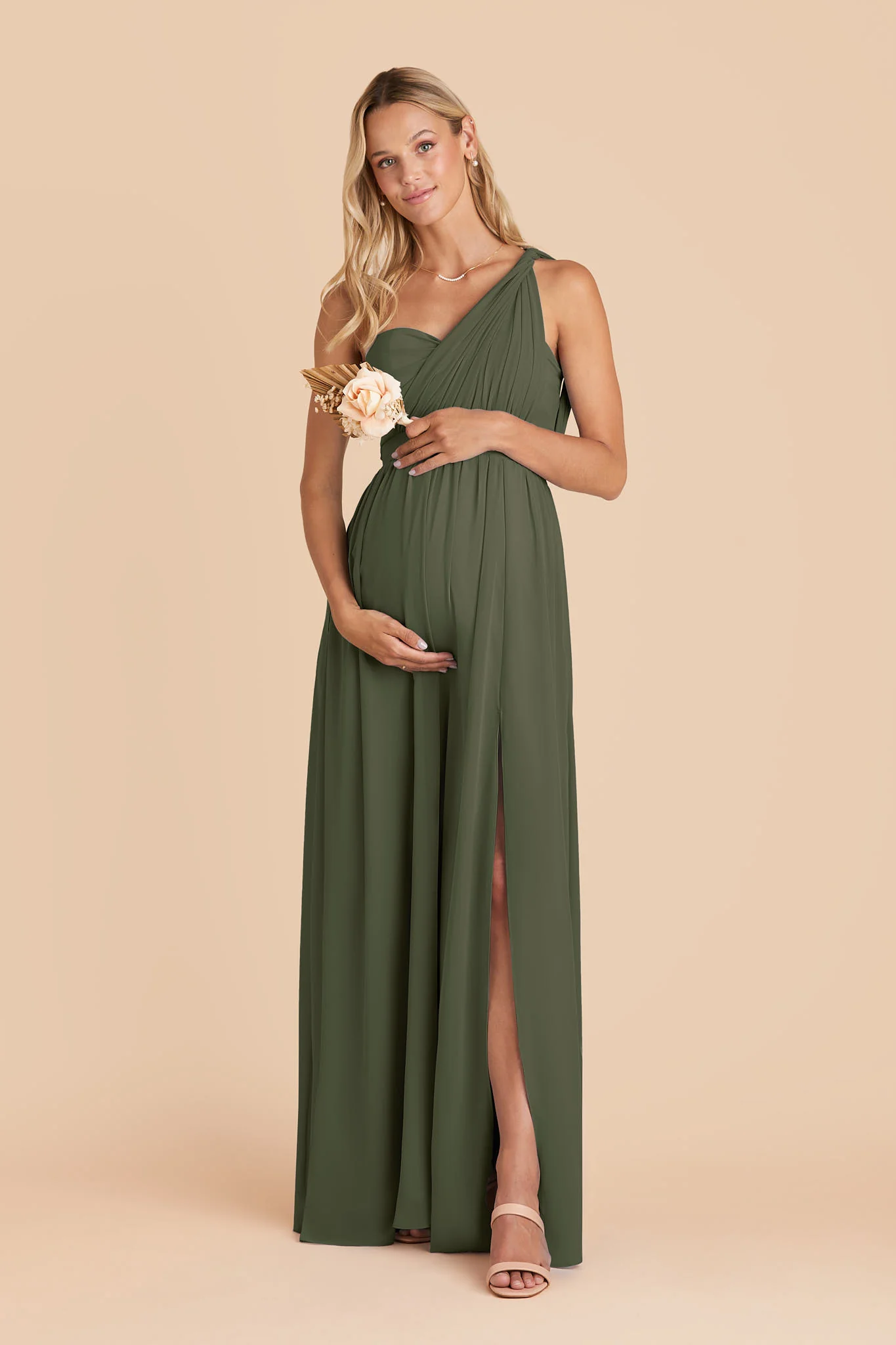 Chiffon Olive Dress - XNAUWBI