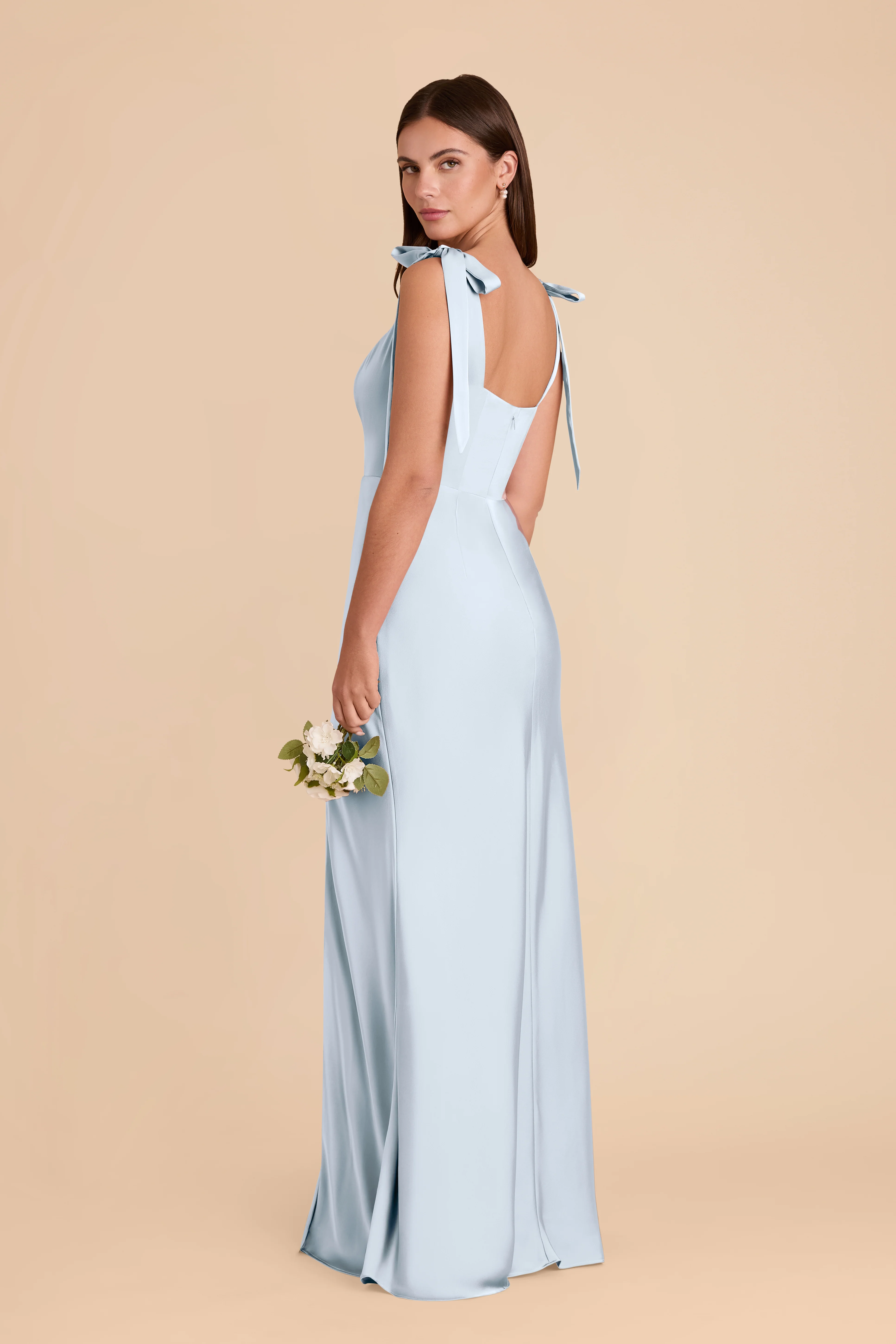 Matte Satin Mist Blue Dress - XNAUWBI