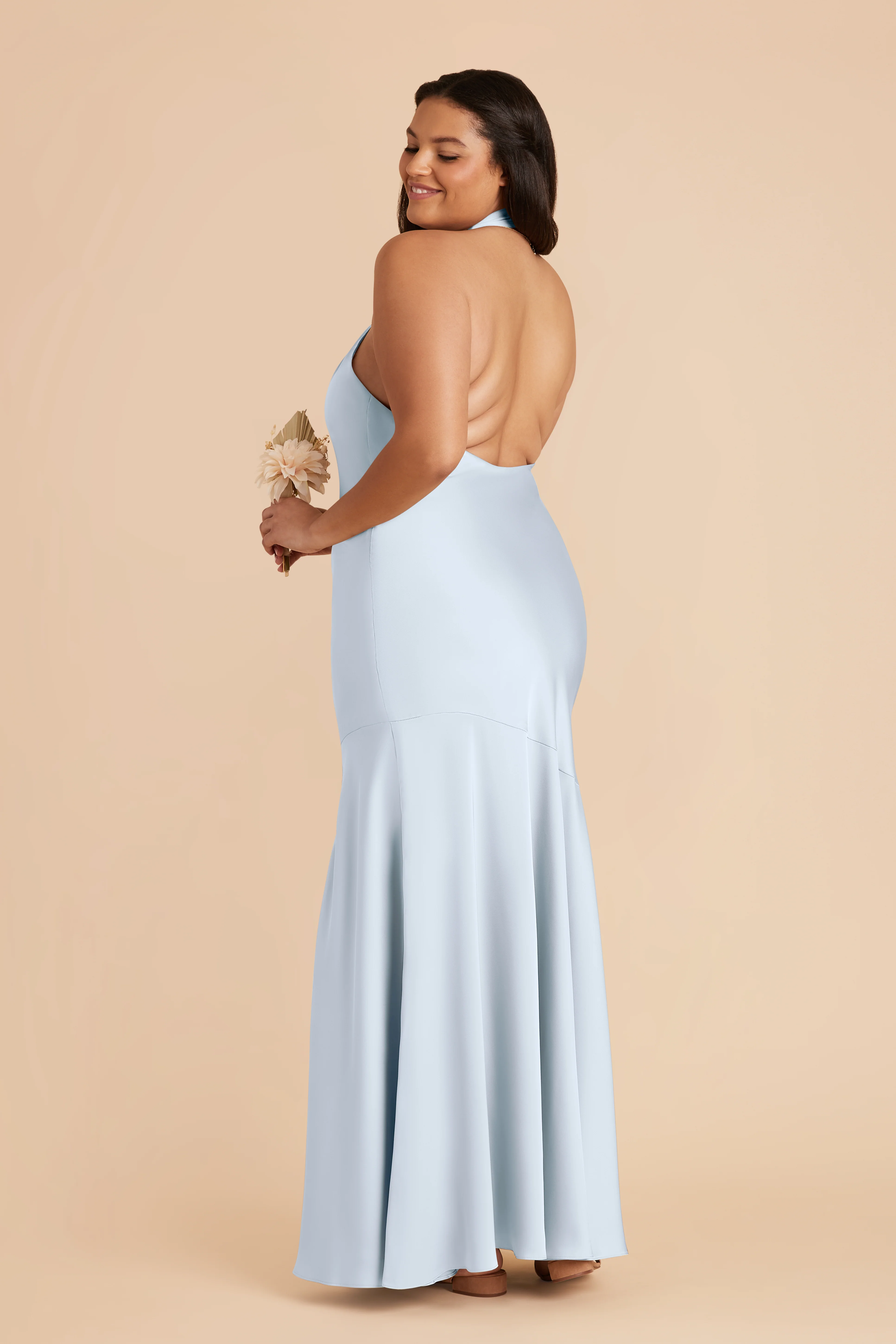 Matte Satin Mist Blue Dress - XNAUWBI