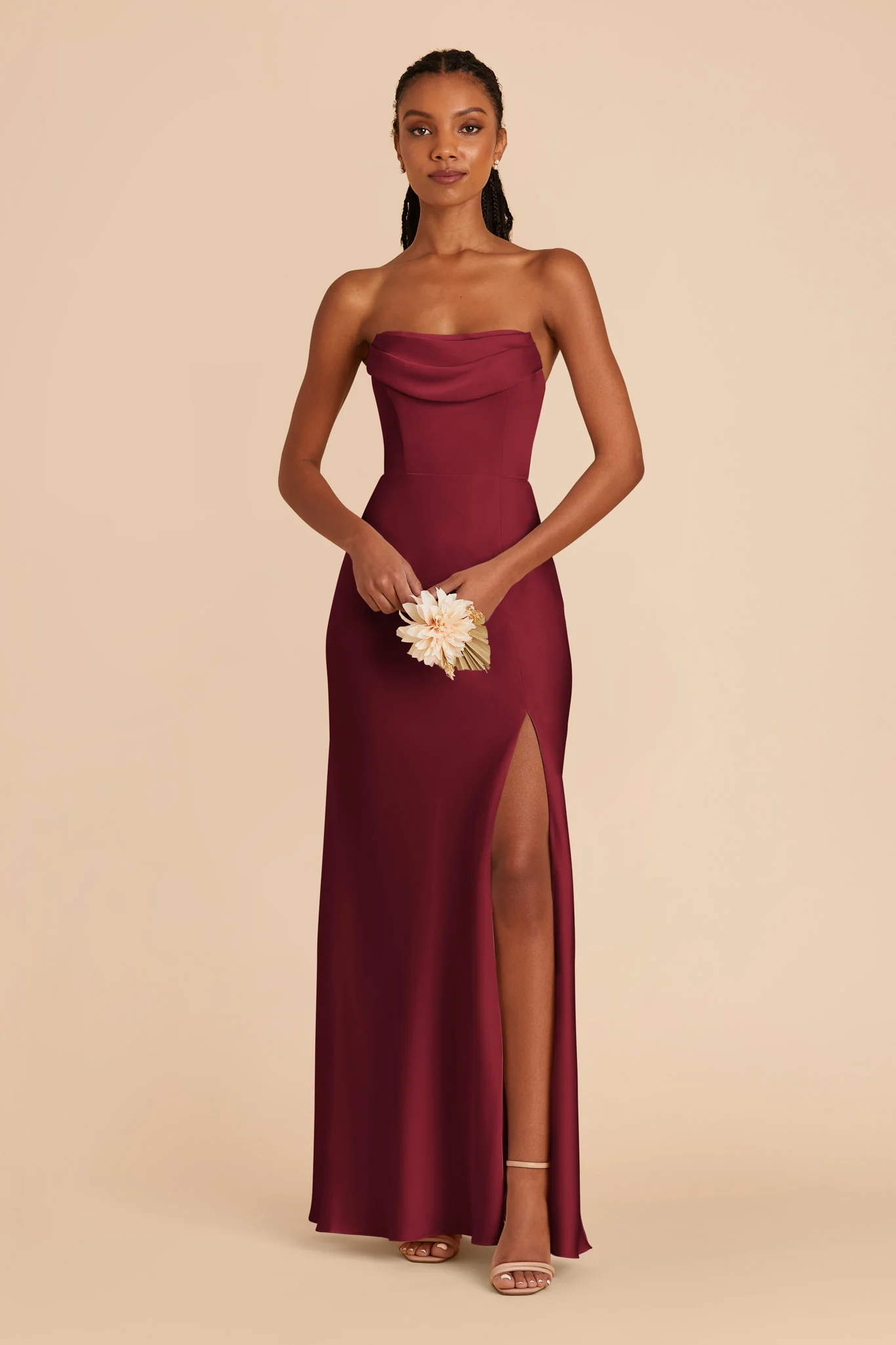 Matte Satin Burgundy Dress - XNAUWBI