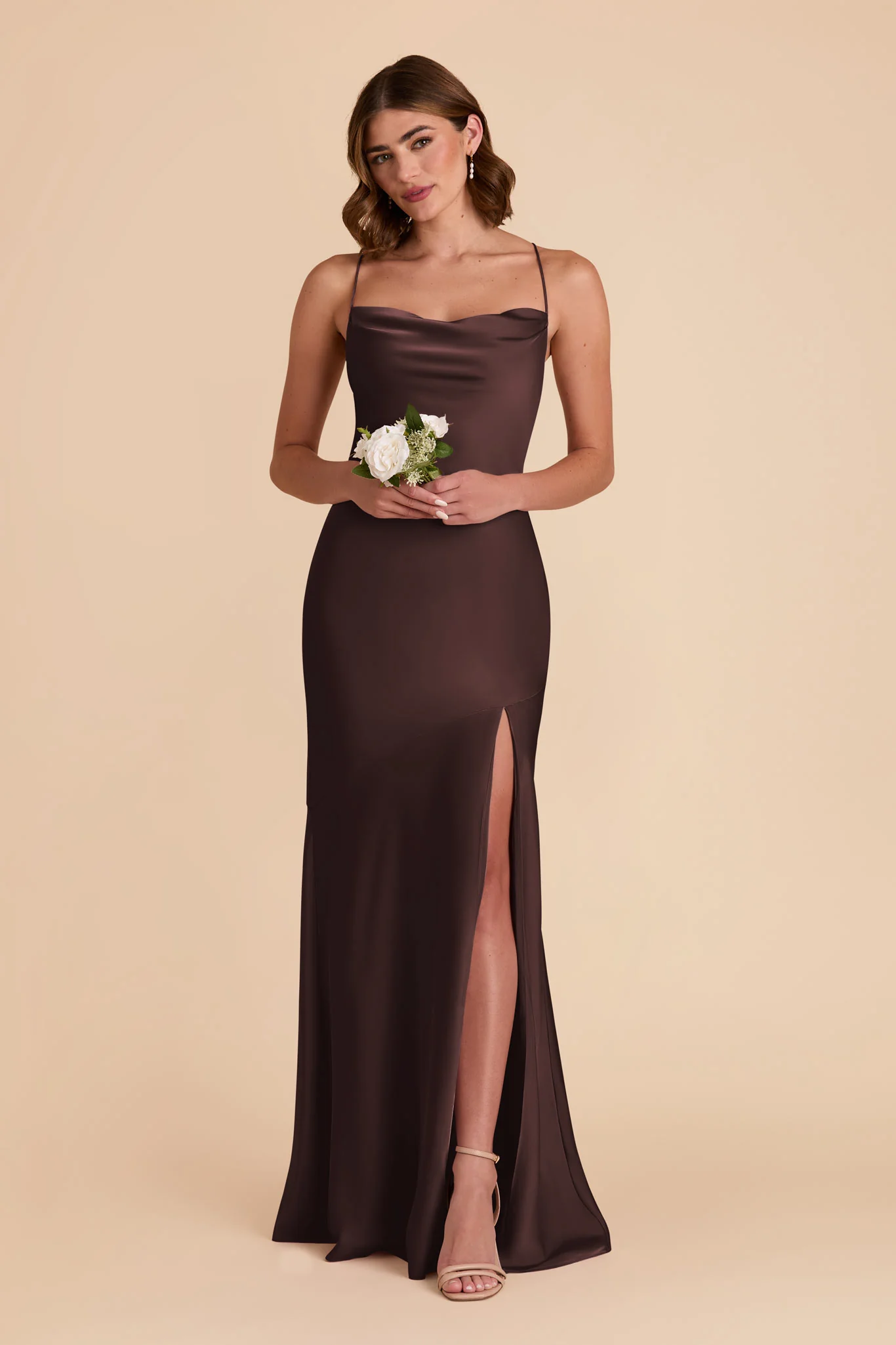 Matte Satin Espresso Dress - XNAUWBI