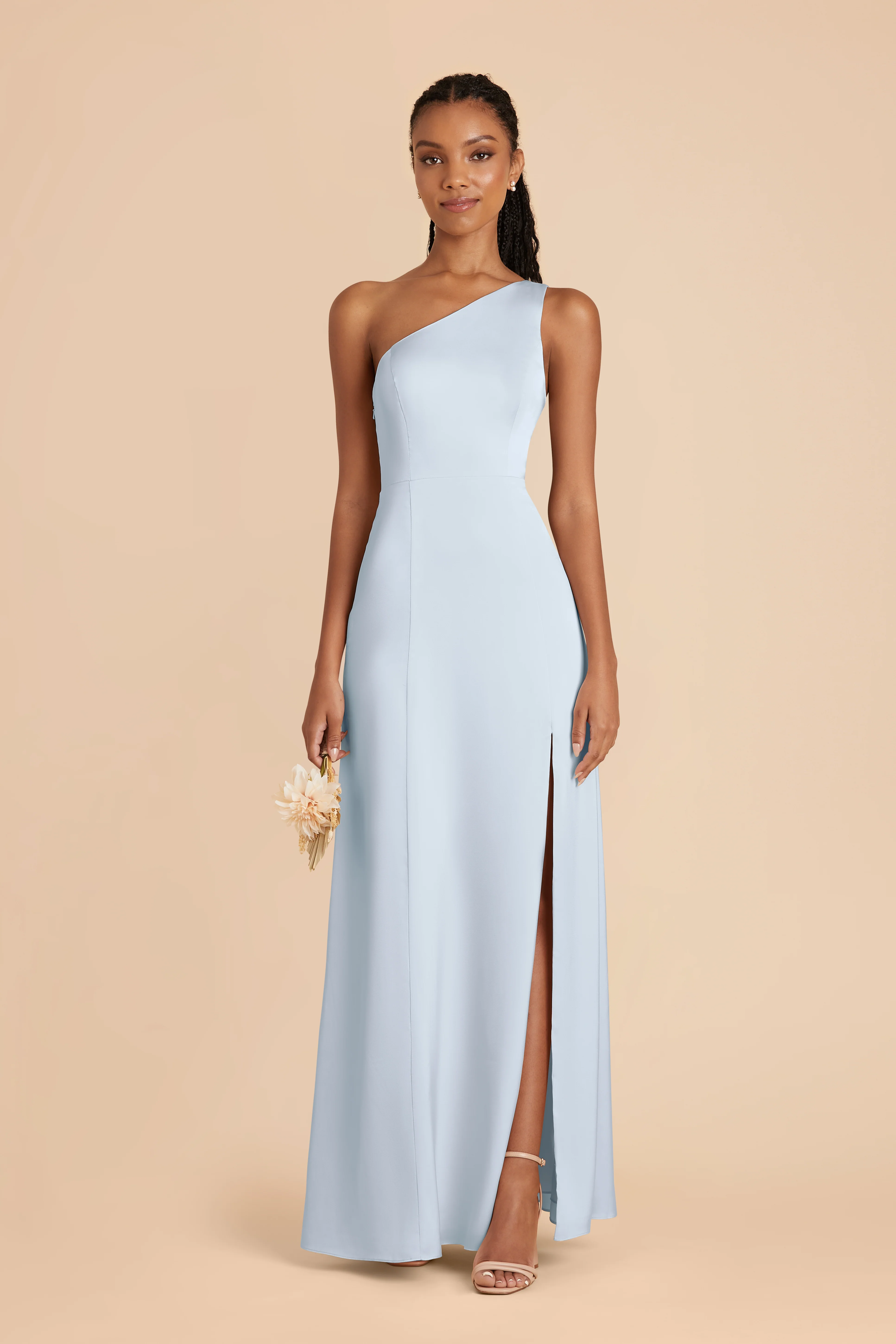 Matte Satin Mist Blue Dress - XNAUWBI