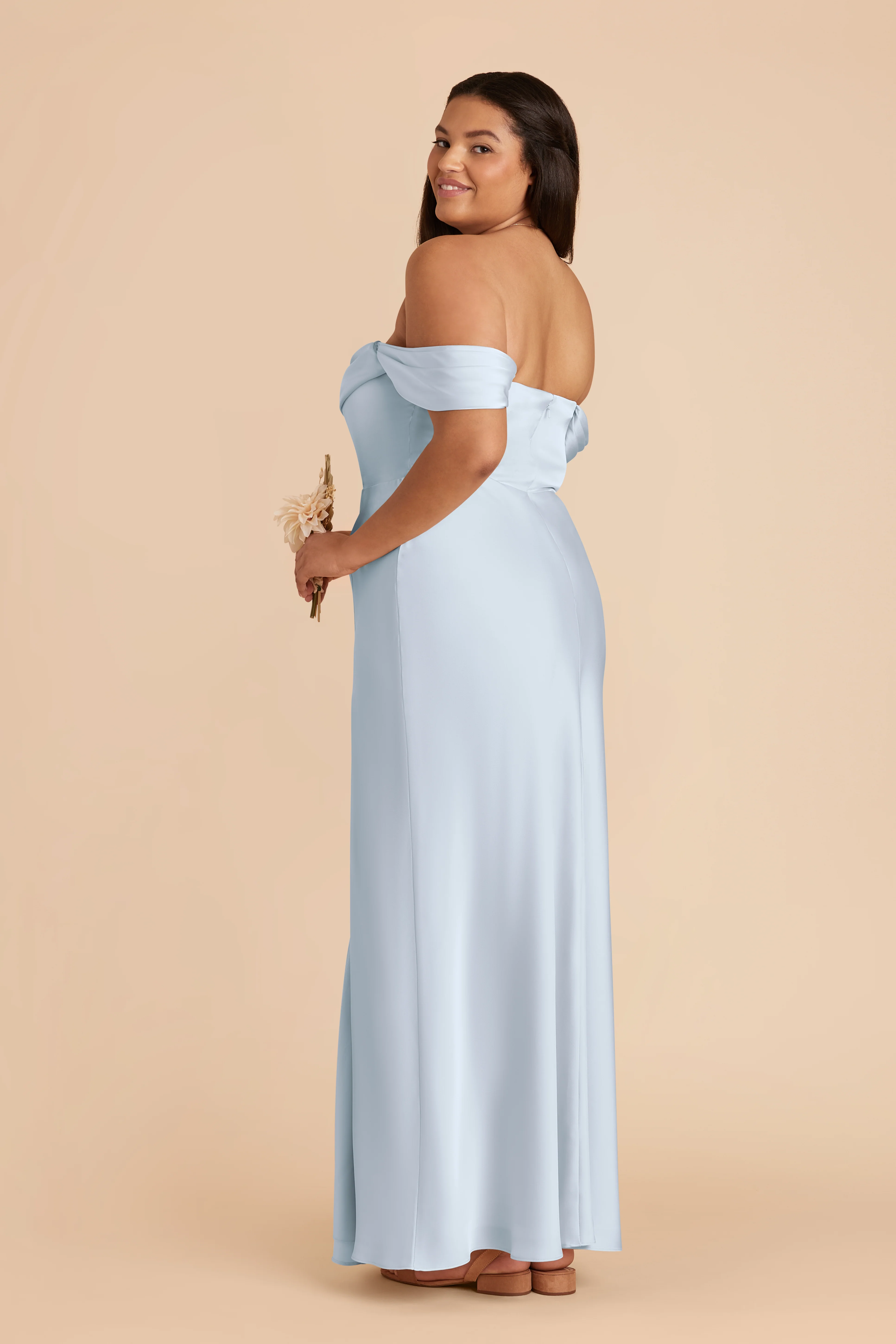 Matte Satin Mist Blue Dress - XNAUWBI