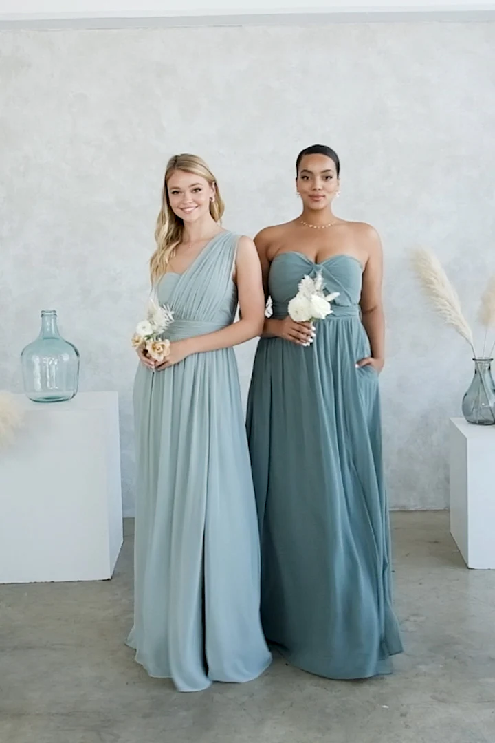 Chiffon Dusty Blue Dress - XNAUWBI