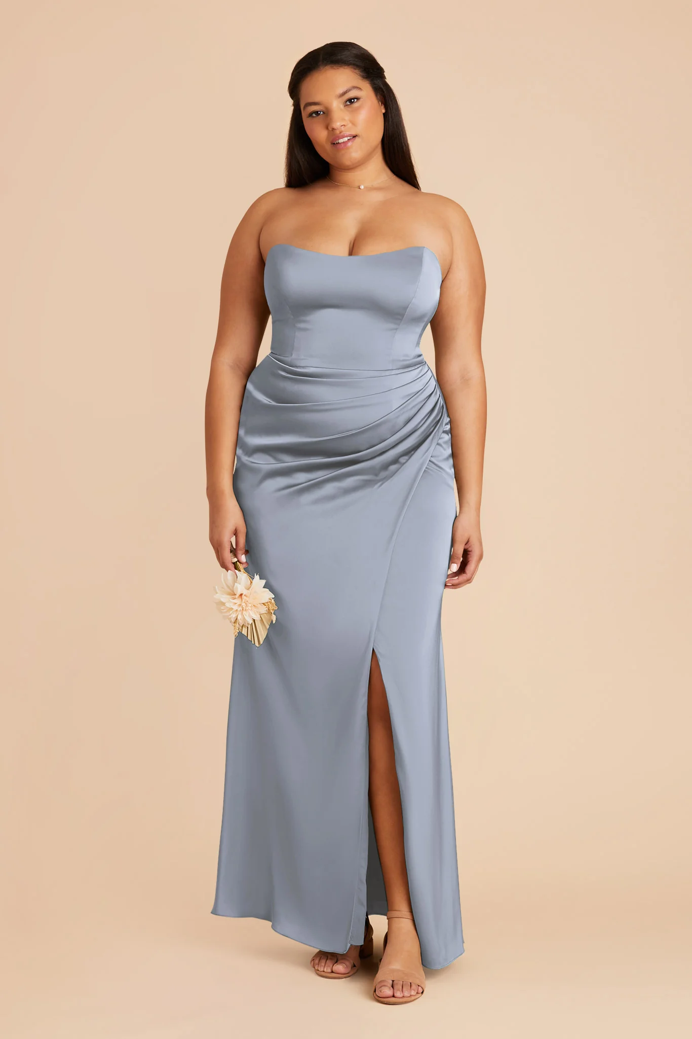 Matte Satin Dusty Blue Dress - XNAUWBI