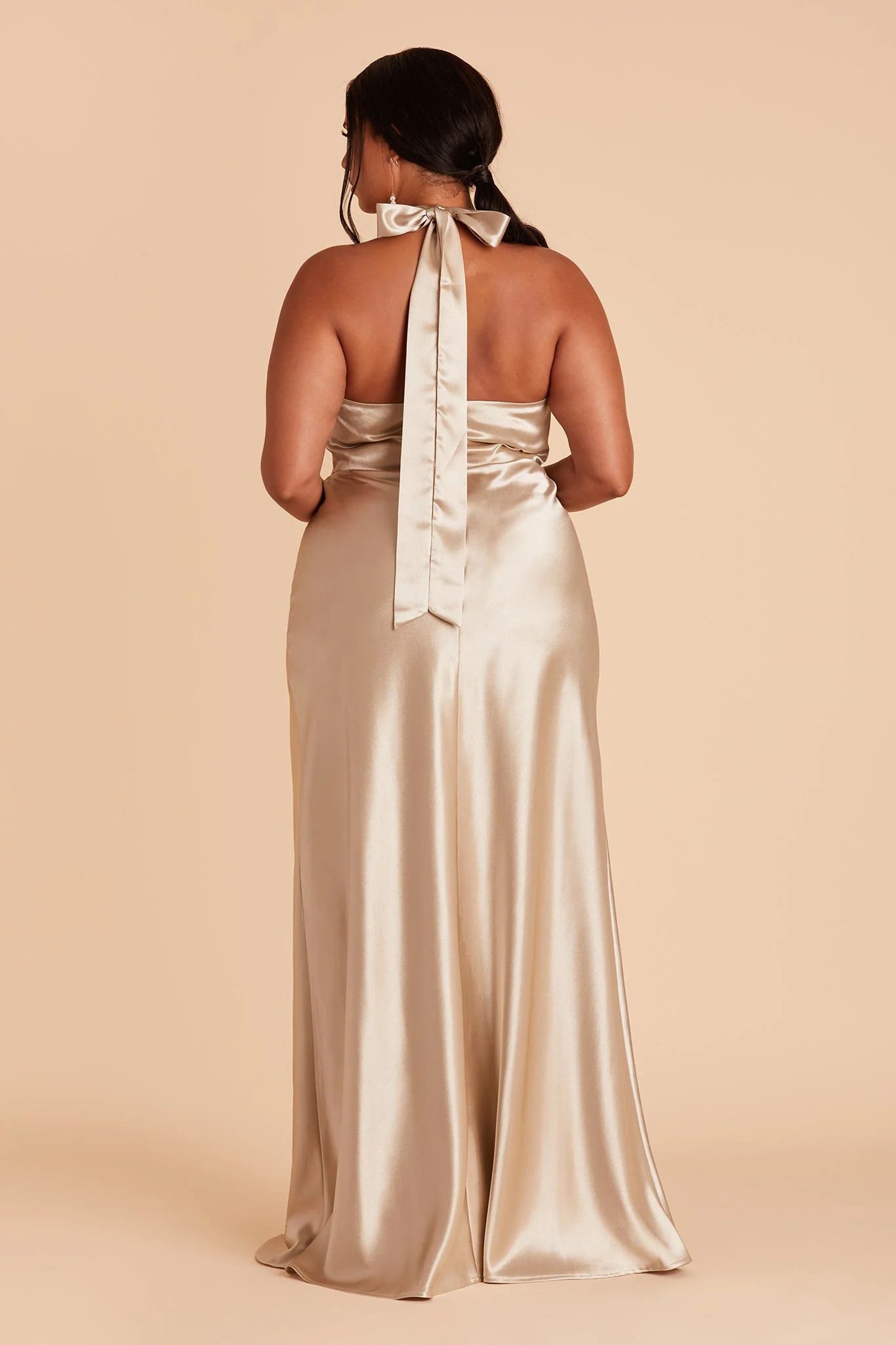 Shiny Satin Neutral Champagne Dress - XNAUWBI