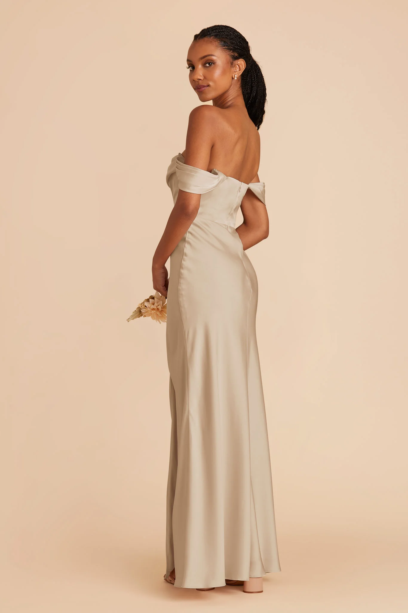 Matte Satin Neutral Champagne Dress - XNAUWBI