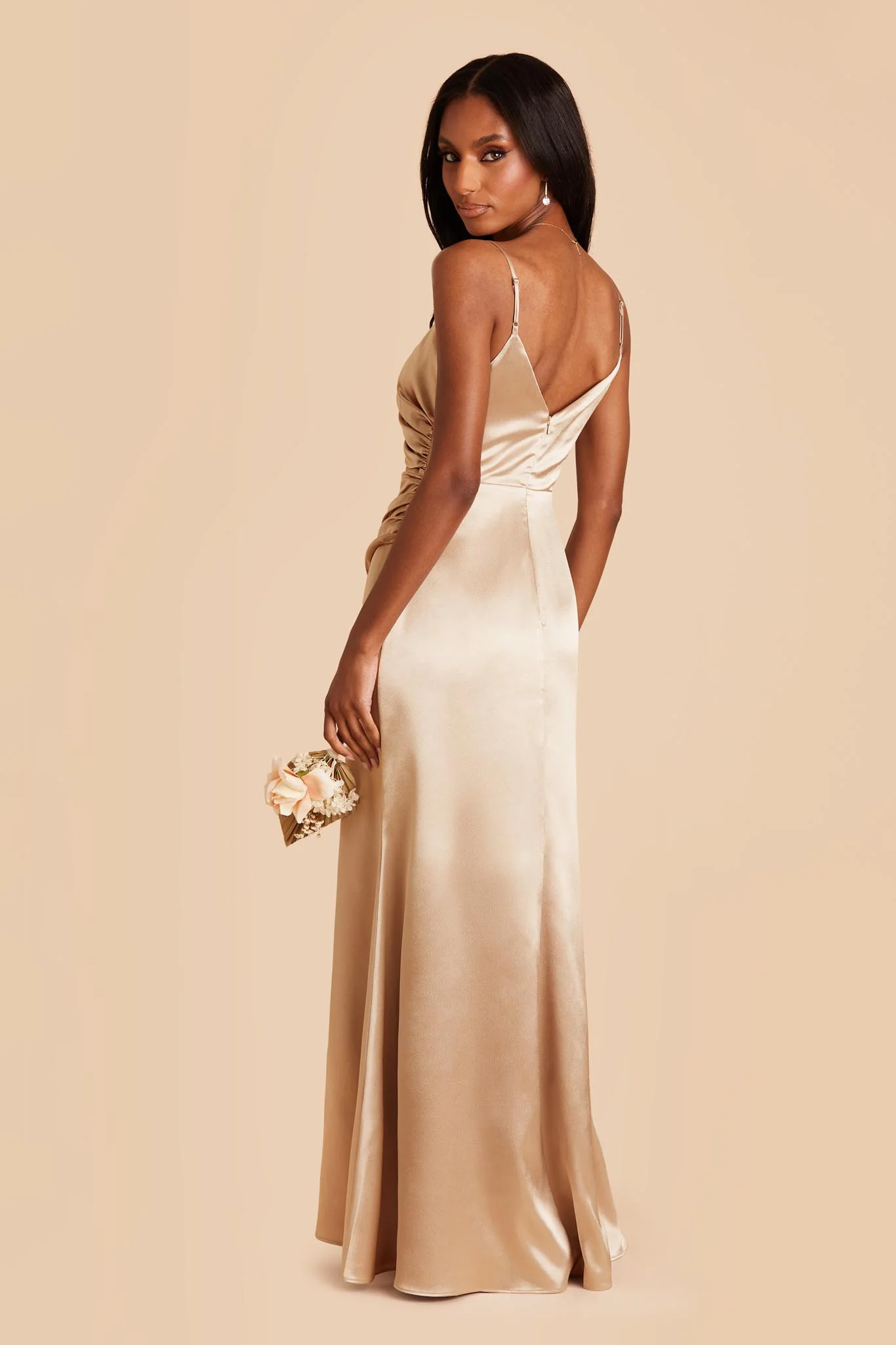 Shiny Satin Gold Dress - XNAUWBI