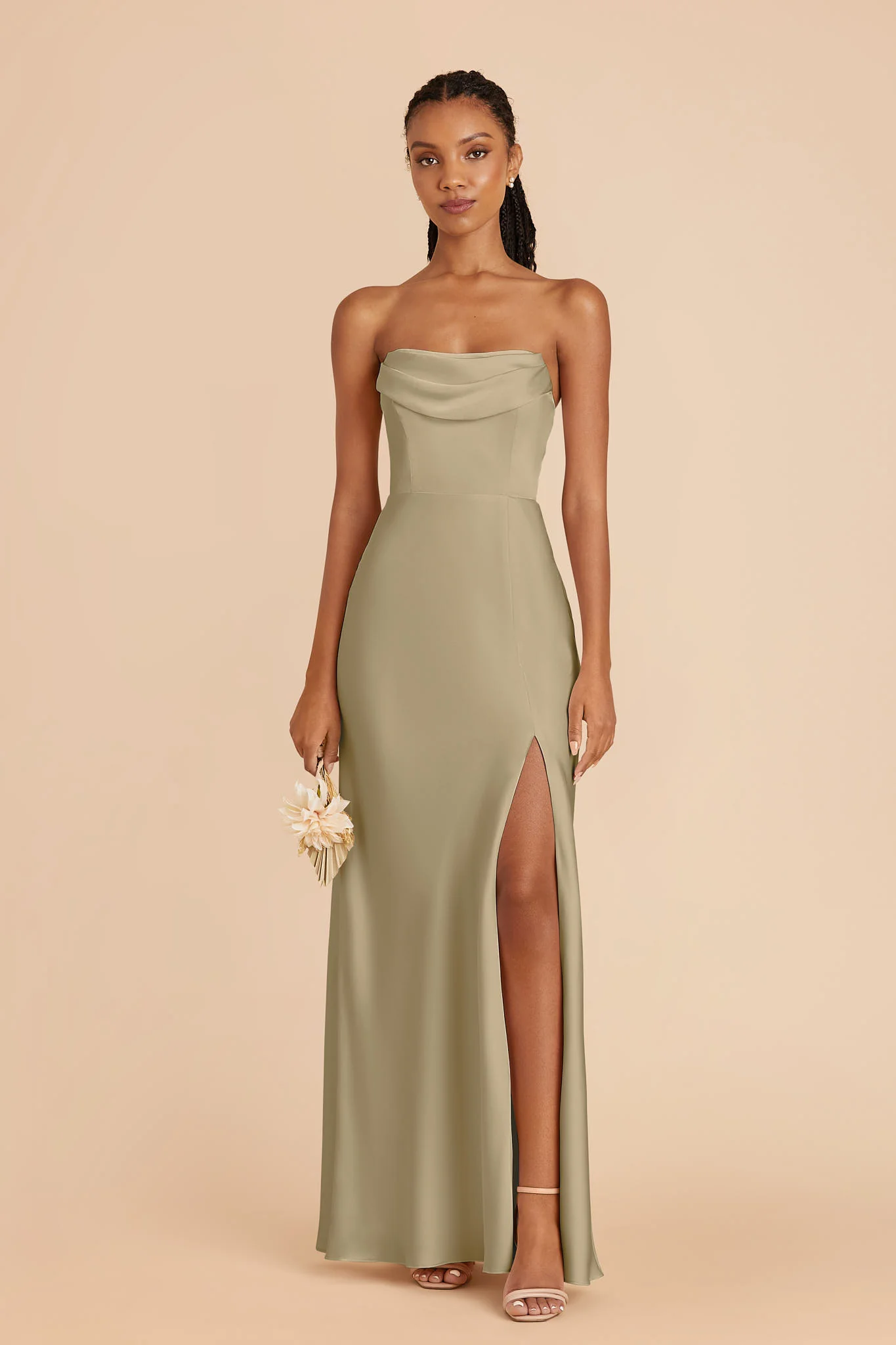 Matte Satin Moss Green Dress - XNAUWBI