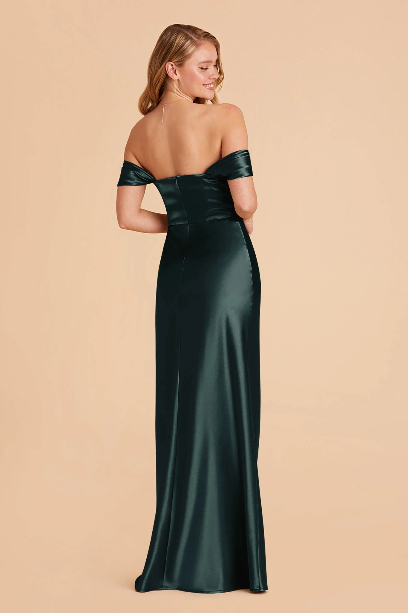 Shiny Satin Emerald Dress - XNAUWBI