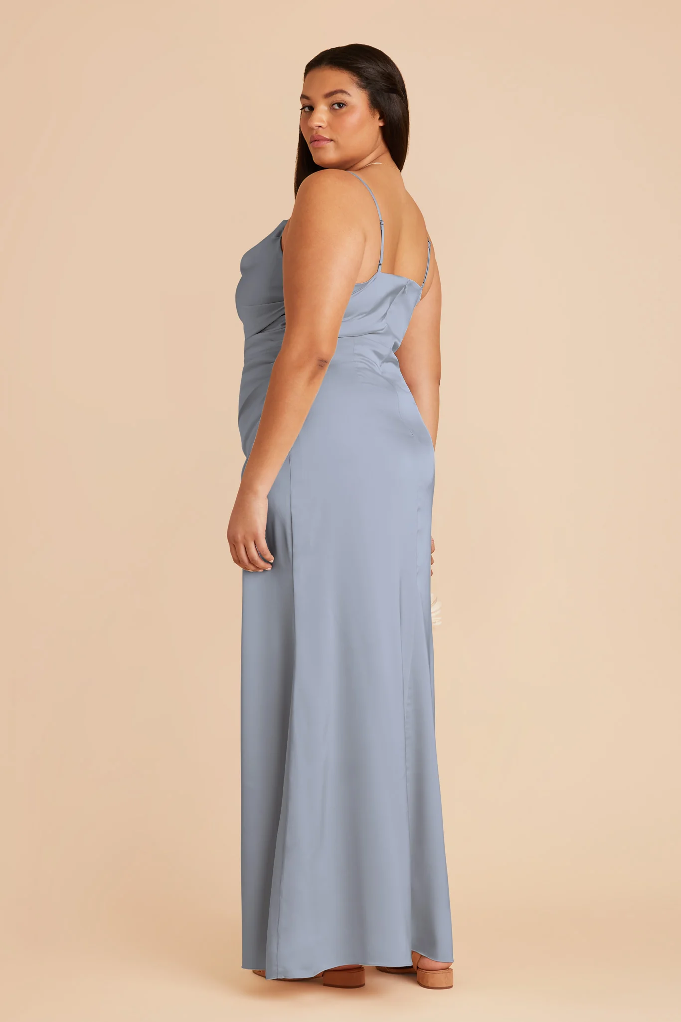 Matte Satin Dusty Blue Dress - XNAUWBI