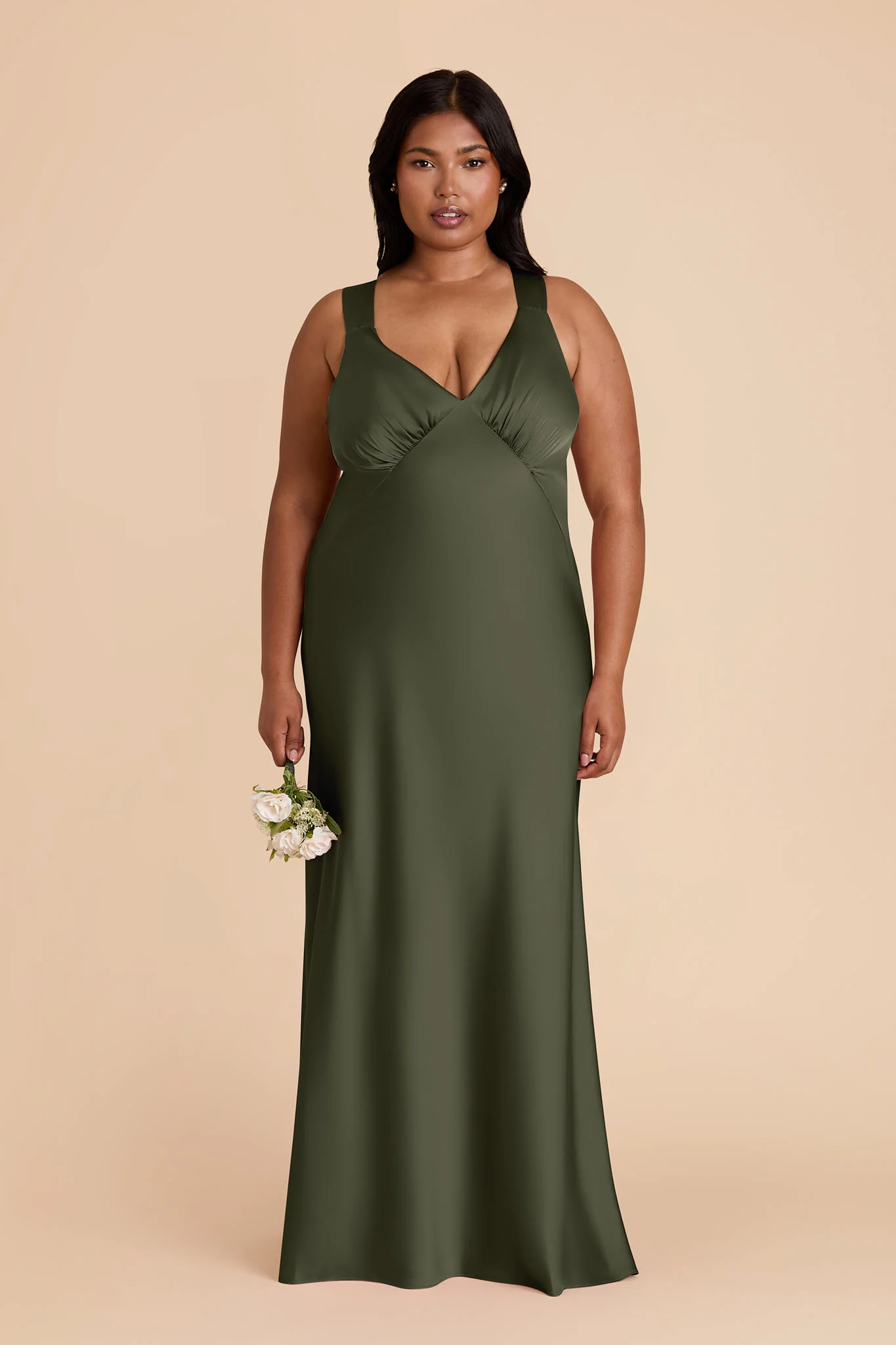 Matte Satin Olive Dress - XNAUWBI