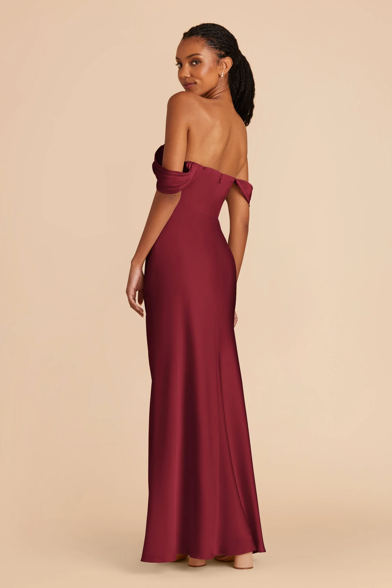 Matte Satin Burgundy Dress - XNAUWBI