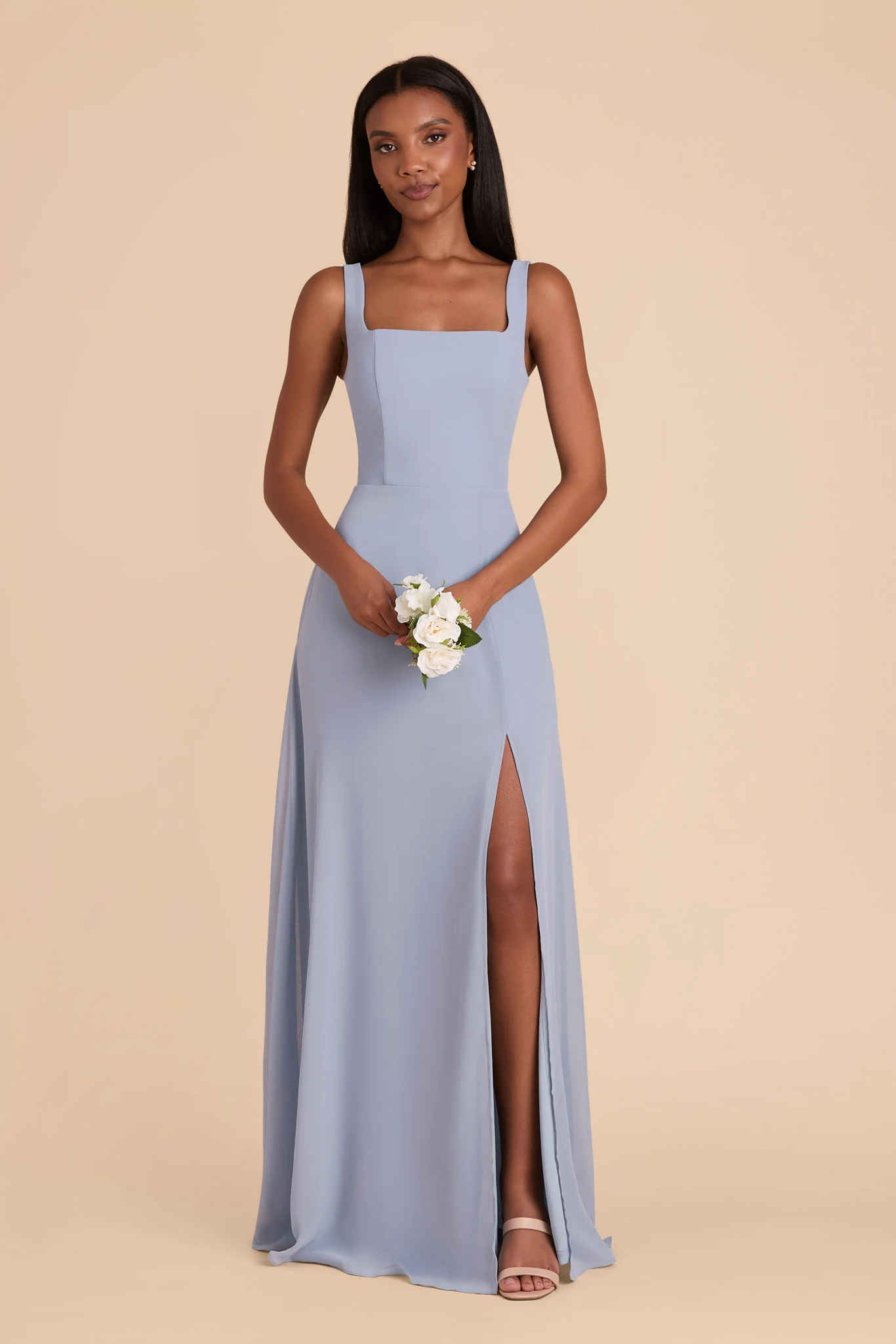 Chiffon Dusty Blue Dress - XNAUWBI