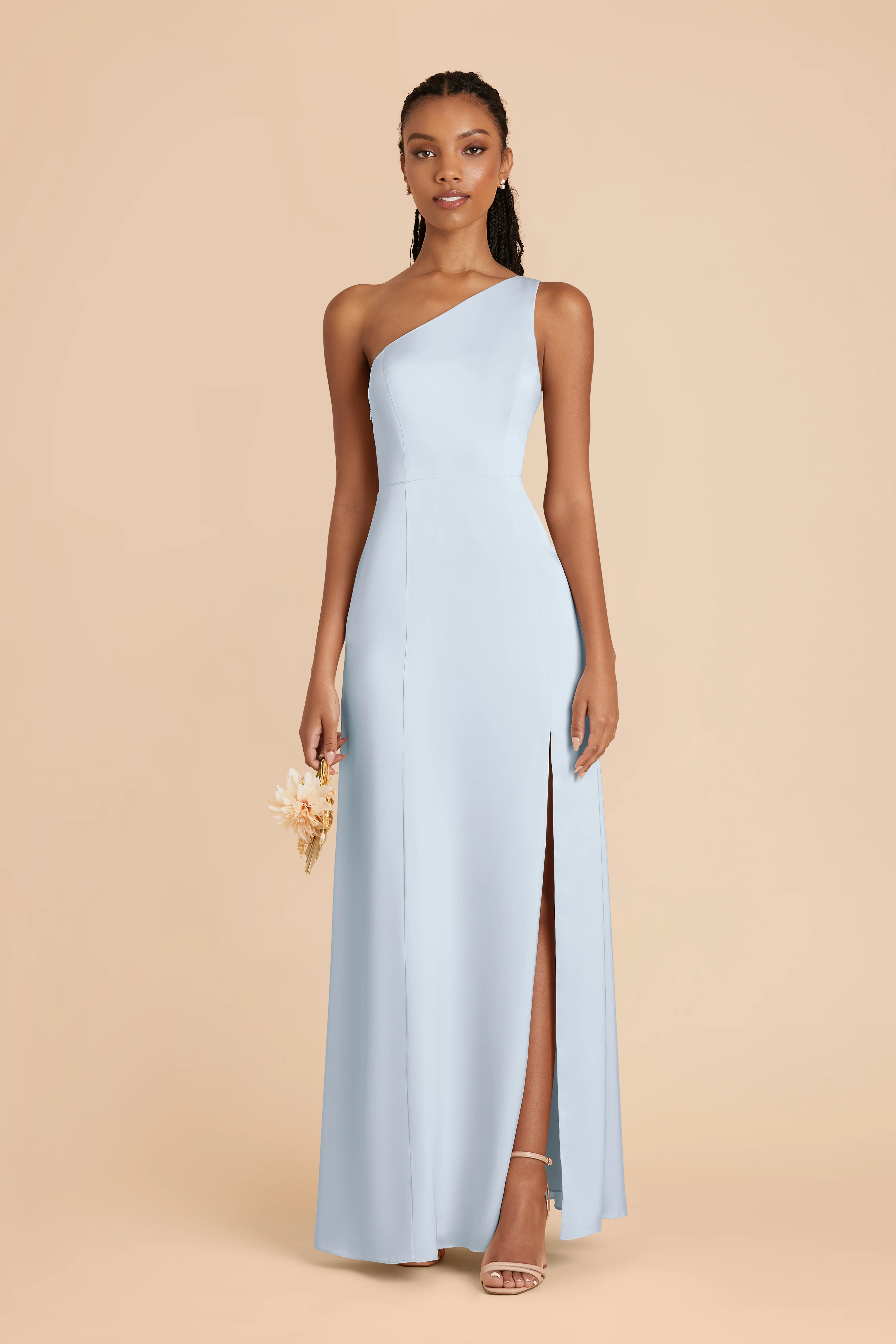 Matte Satin Mist Blue Dress - XNAUWBI