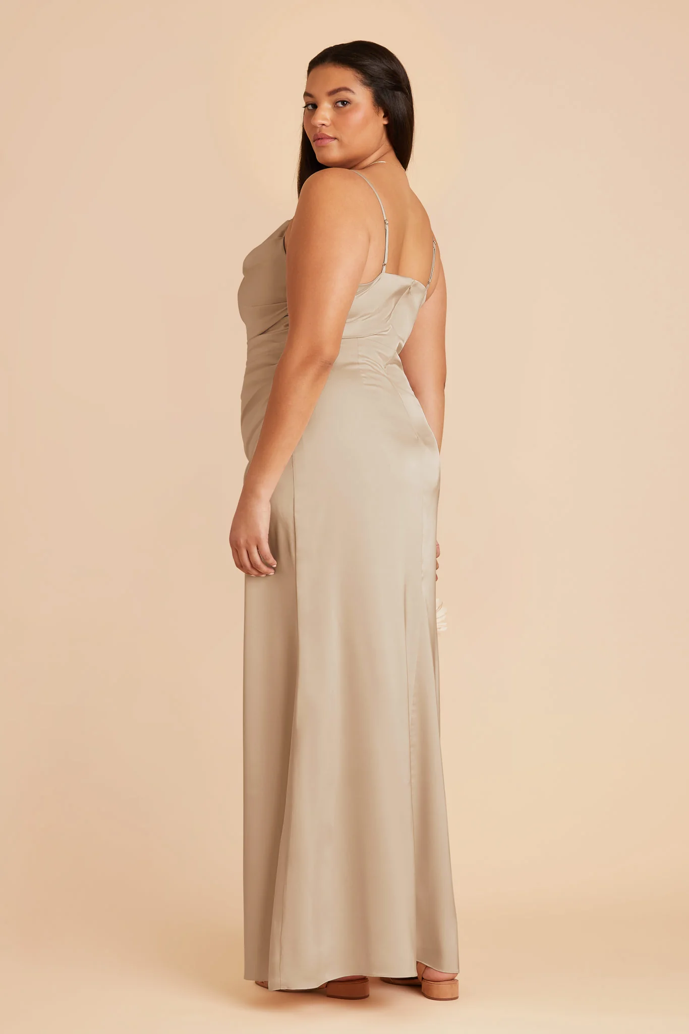 Matte Satin Neutral Champagne Dress - XNAUWBI