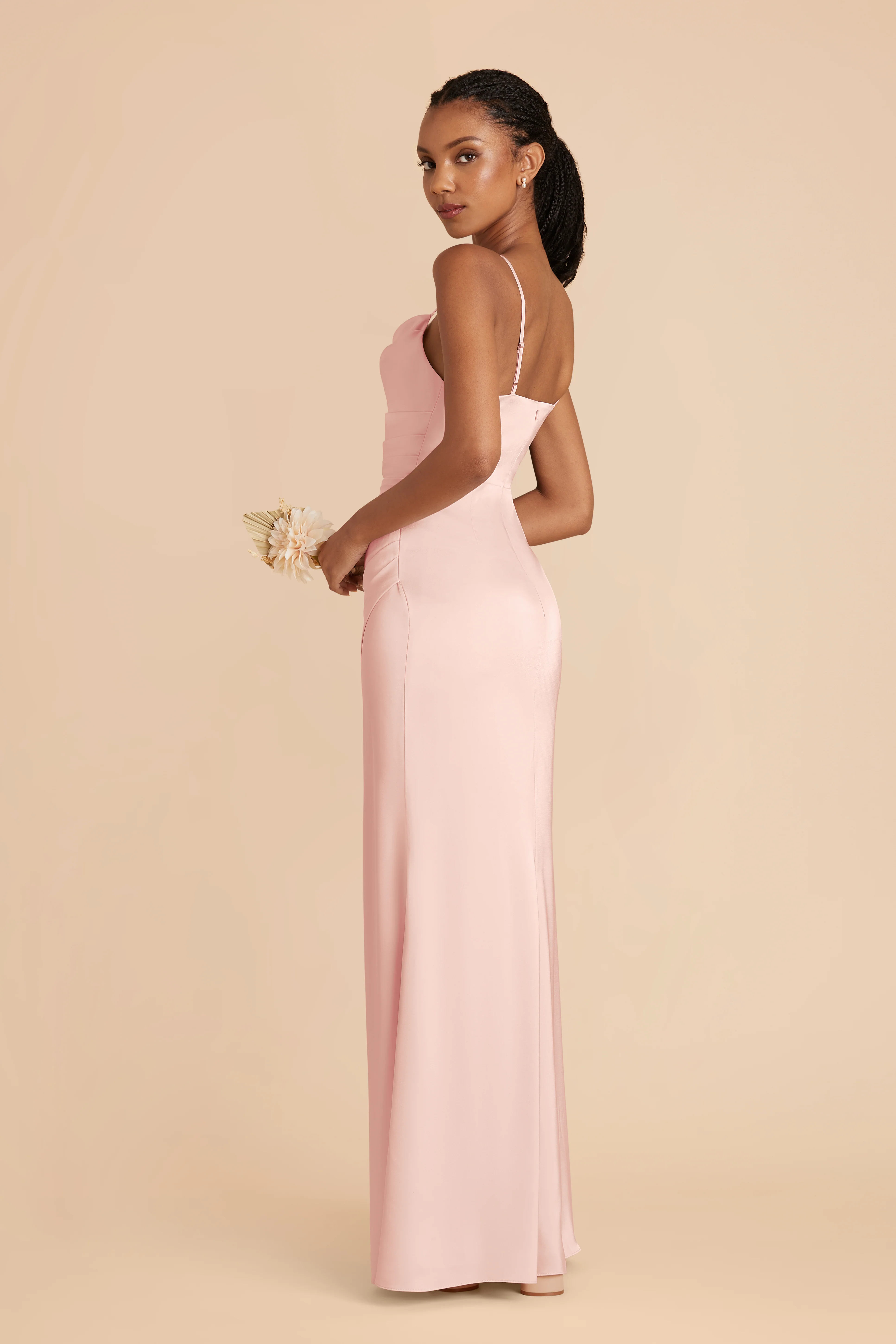 Matte Satin Blush Pink Dress - XNAUWBI