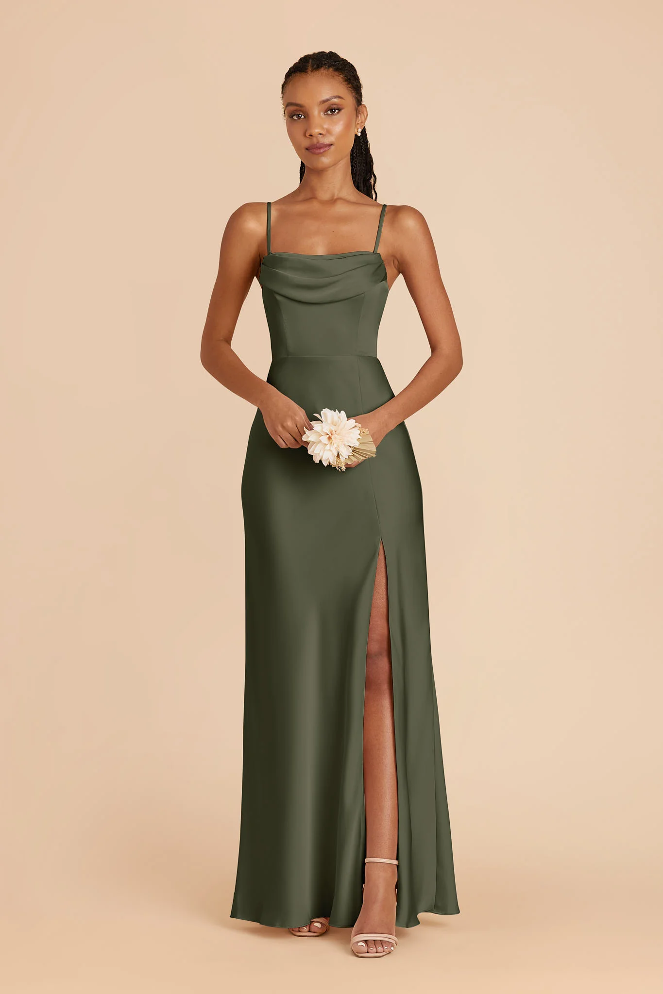Matte Satin Olive Dress - XNAUWBI