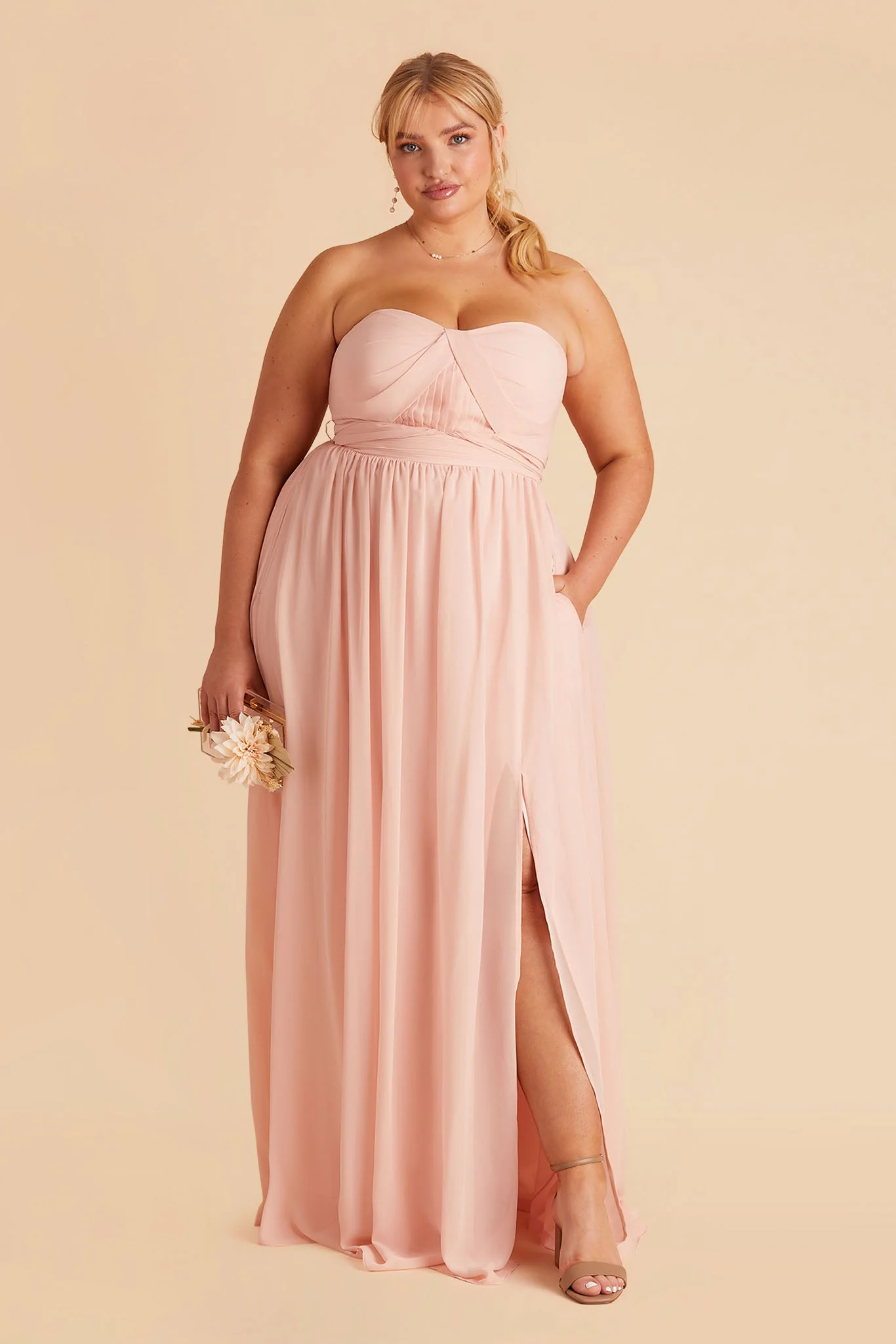 Chiffon Blush Pink Dress - XNAUWBI