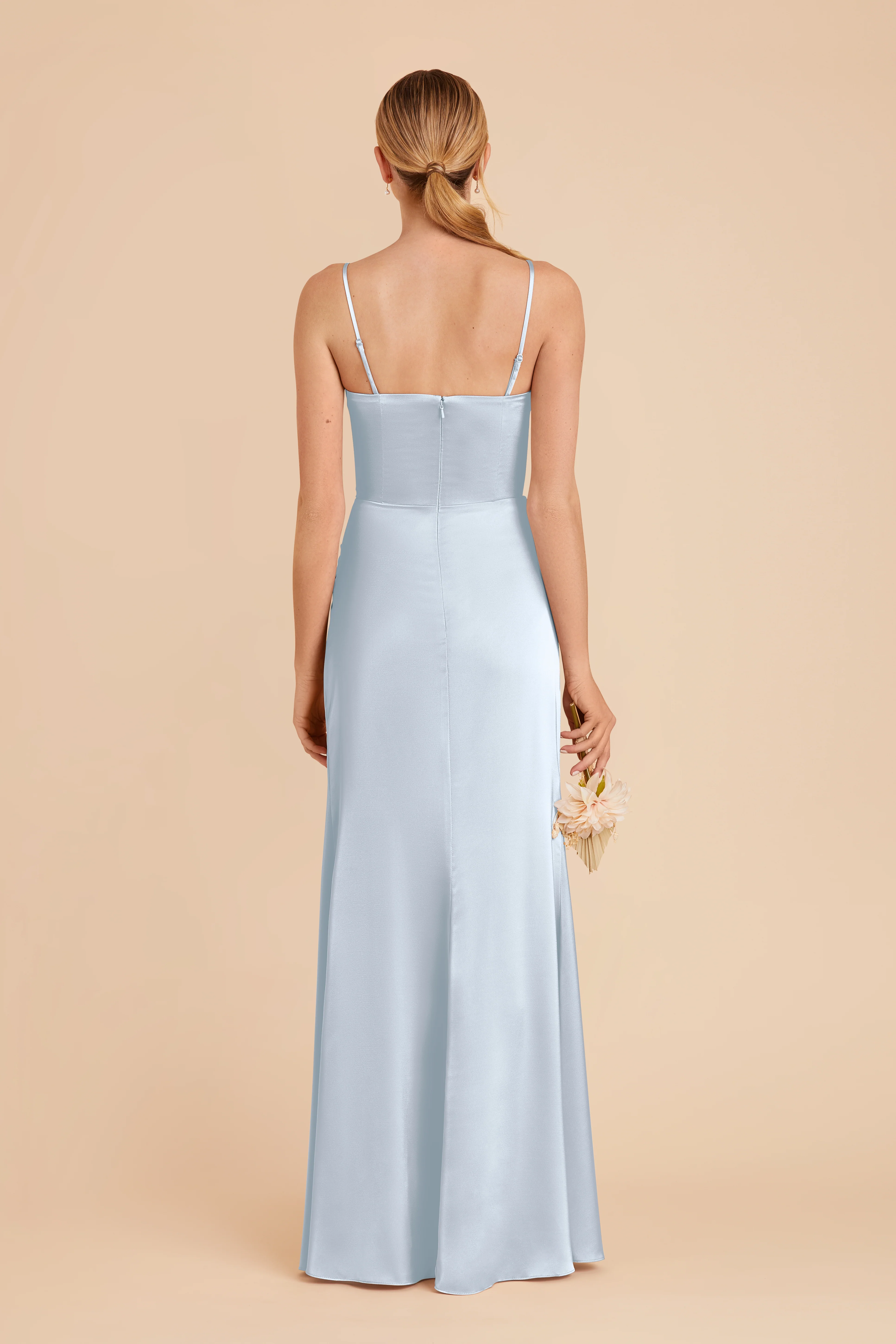 Matte Satin Mist Blue Dress - XNAUWBI
