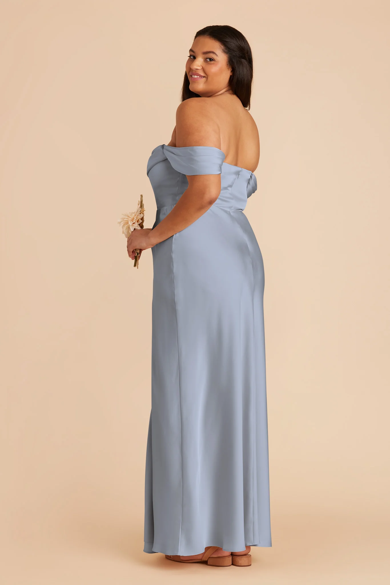 Matte Satin Dusty Blue Dress - XNAUWBI