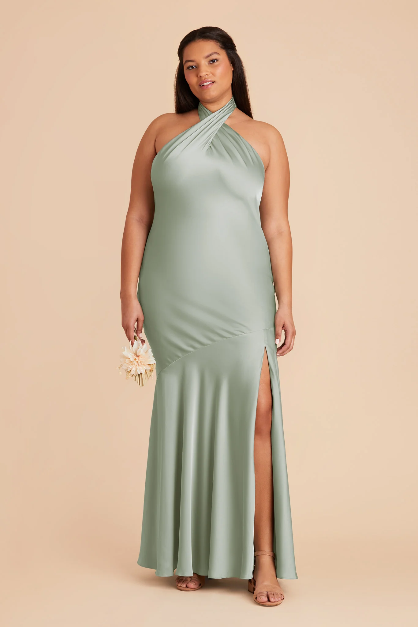 Matte Satin Sage Dress - XNAUWBI