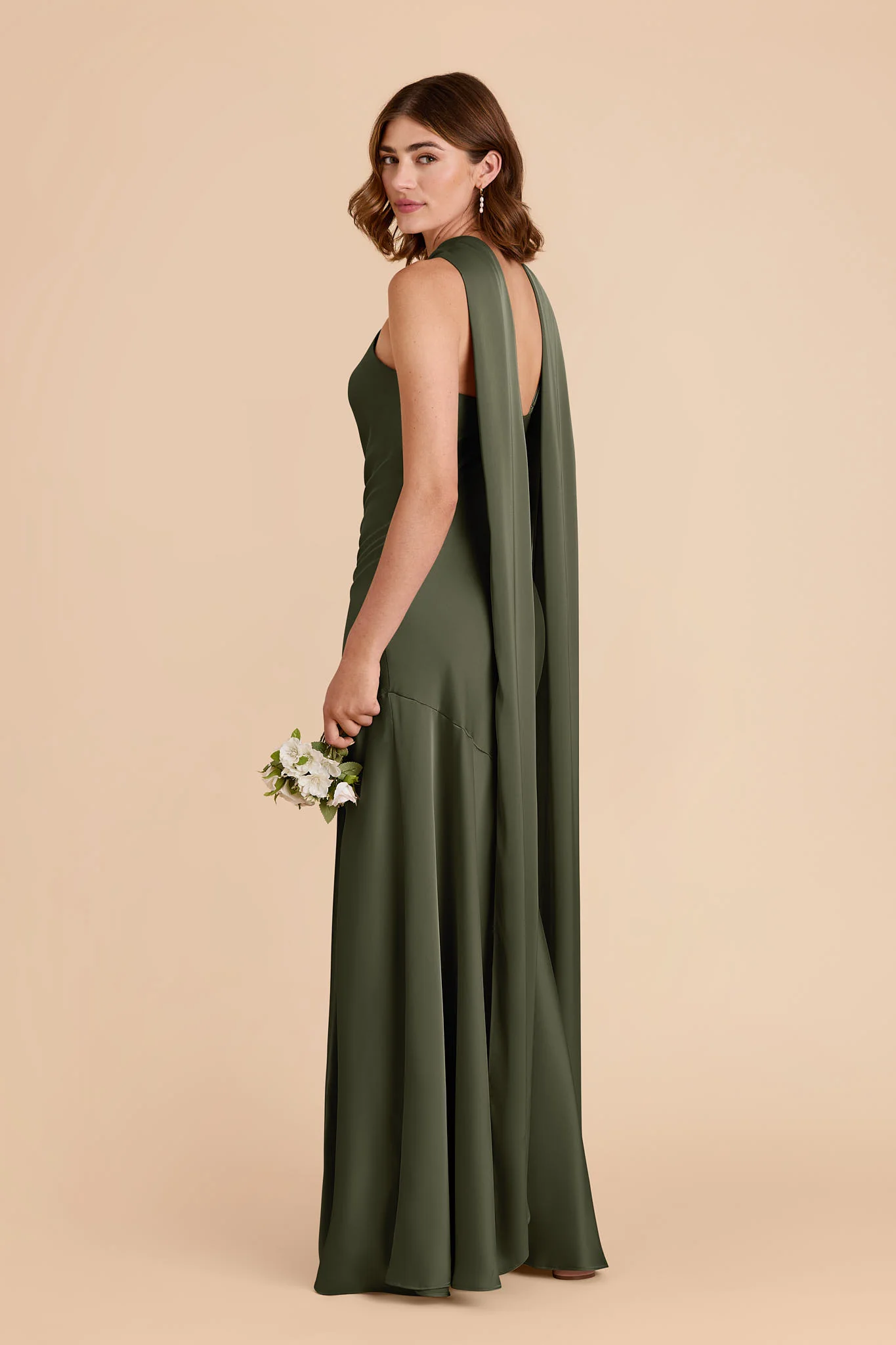 Matte Satin Olive Dress - XNAUWBI