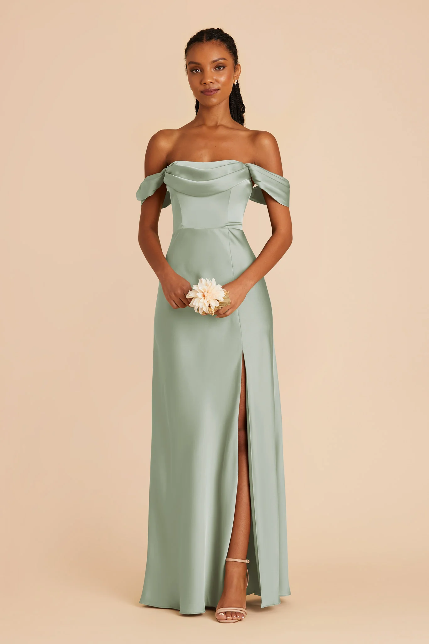 Matte Satin Sage Dress - XNAUWBI