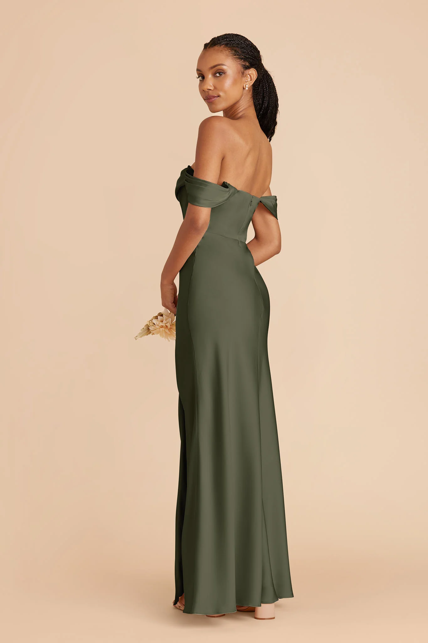 Matte Satin Olive Dress - XNAUWBI