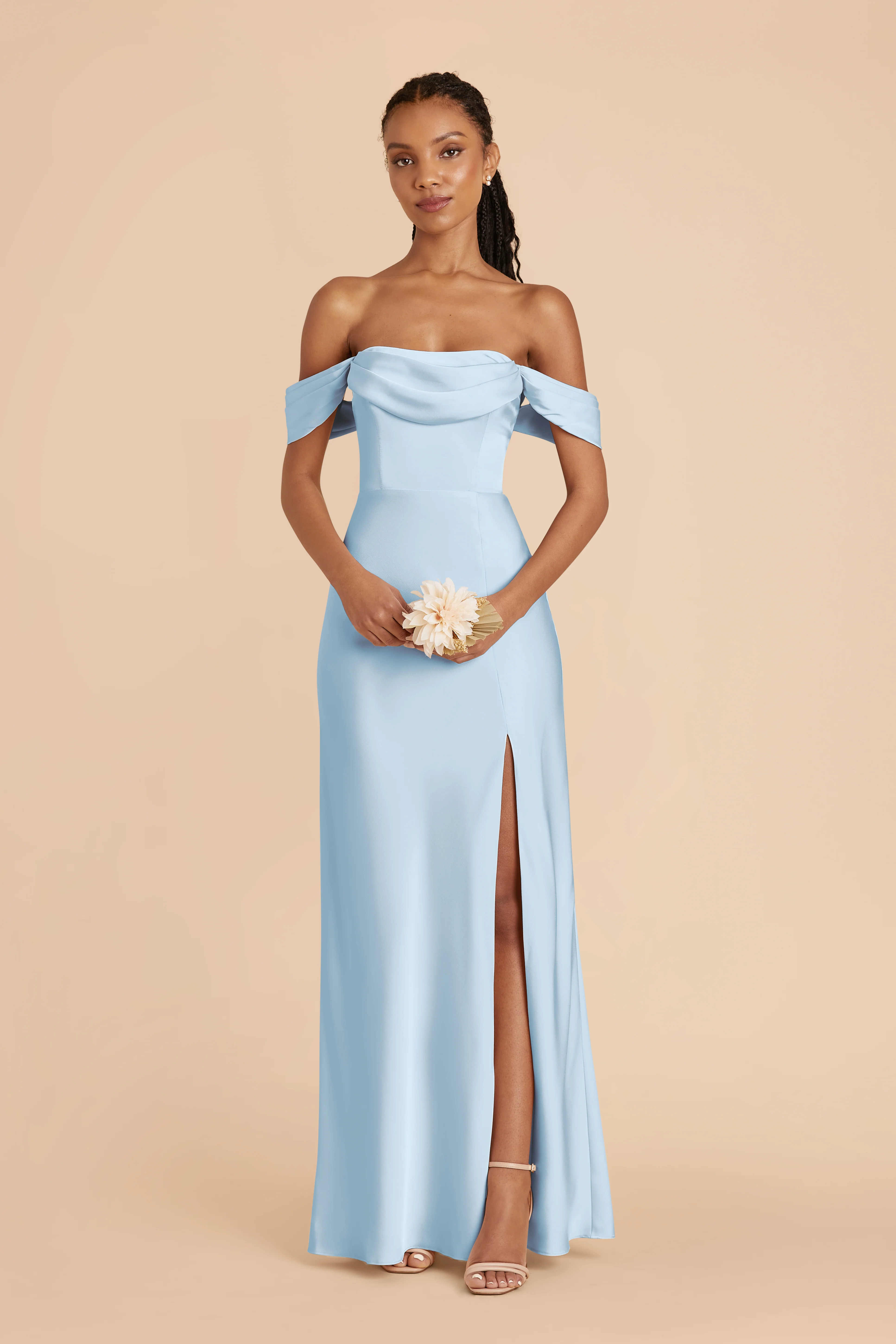 Matte Satin Sky Blue Dress - XNAUWBI