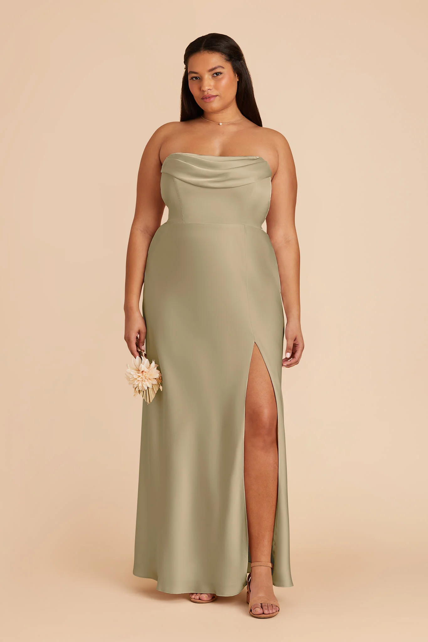Matte Satin Moss Green Dress - XNAUWBI