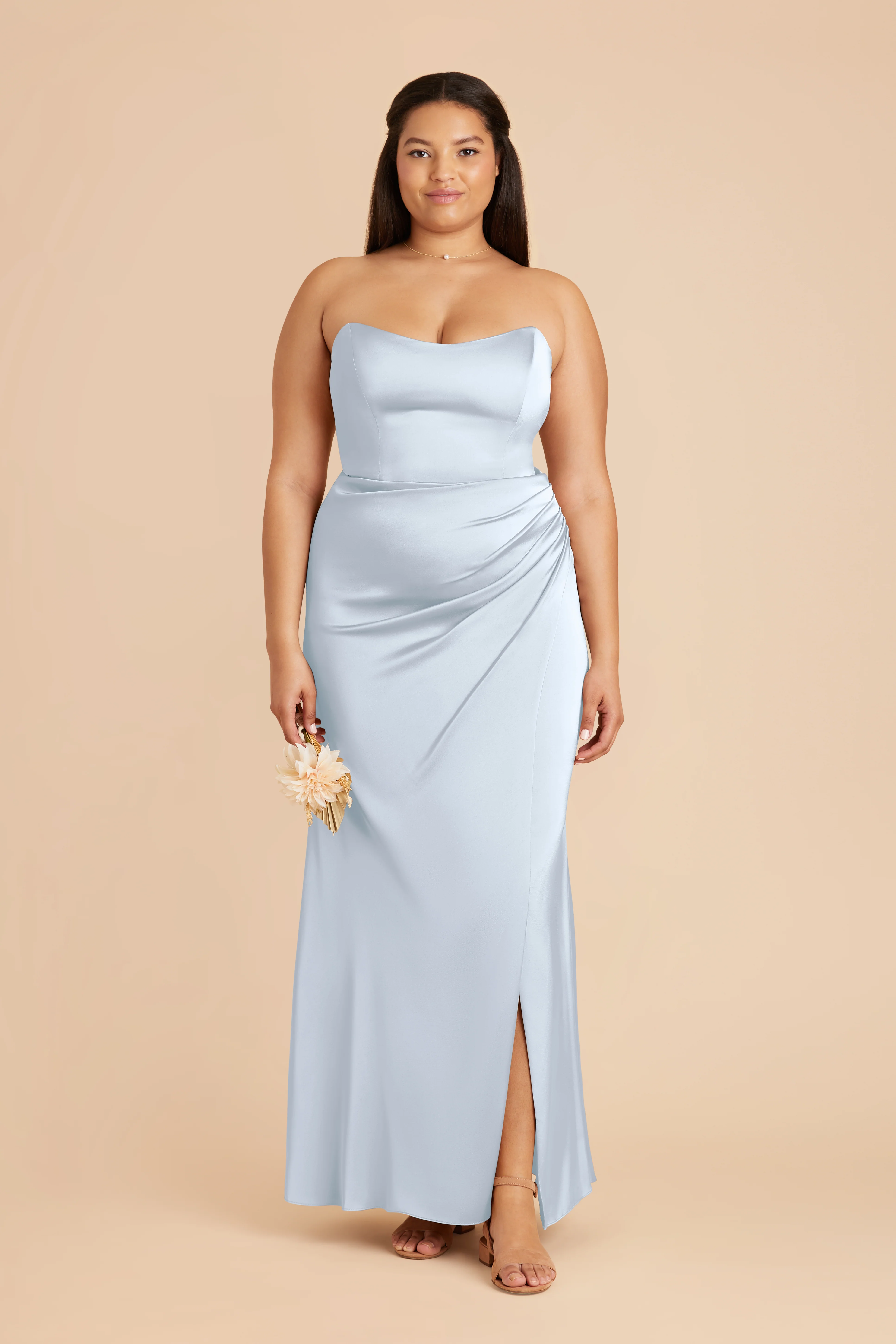 Matte Satin Mist Blue Dress - XNAUWBI