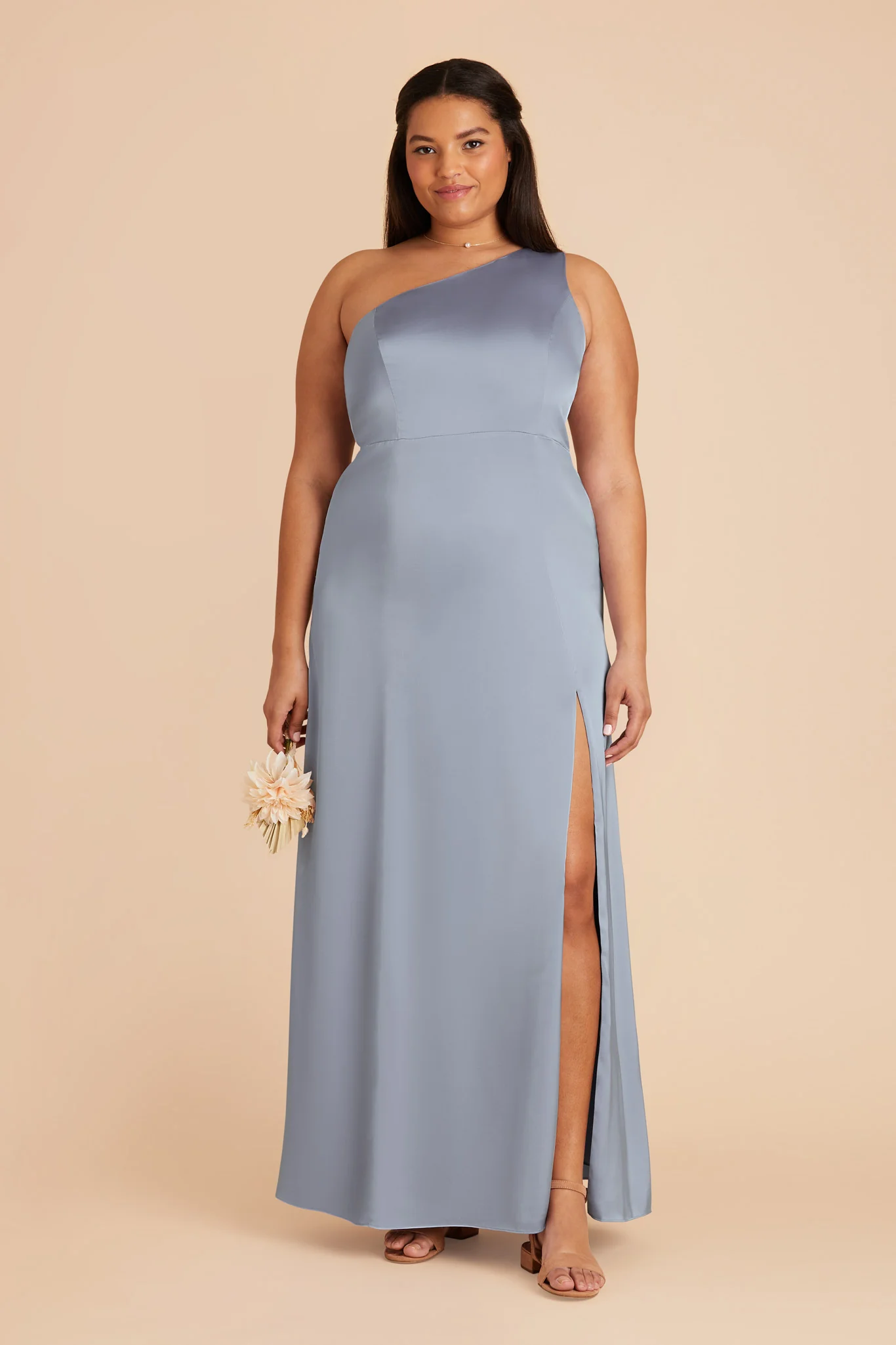 Matte Satin Dusty Blue Dress - XNAUWBI