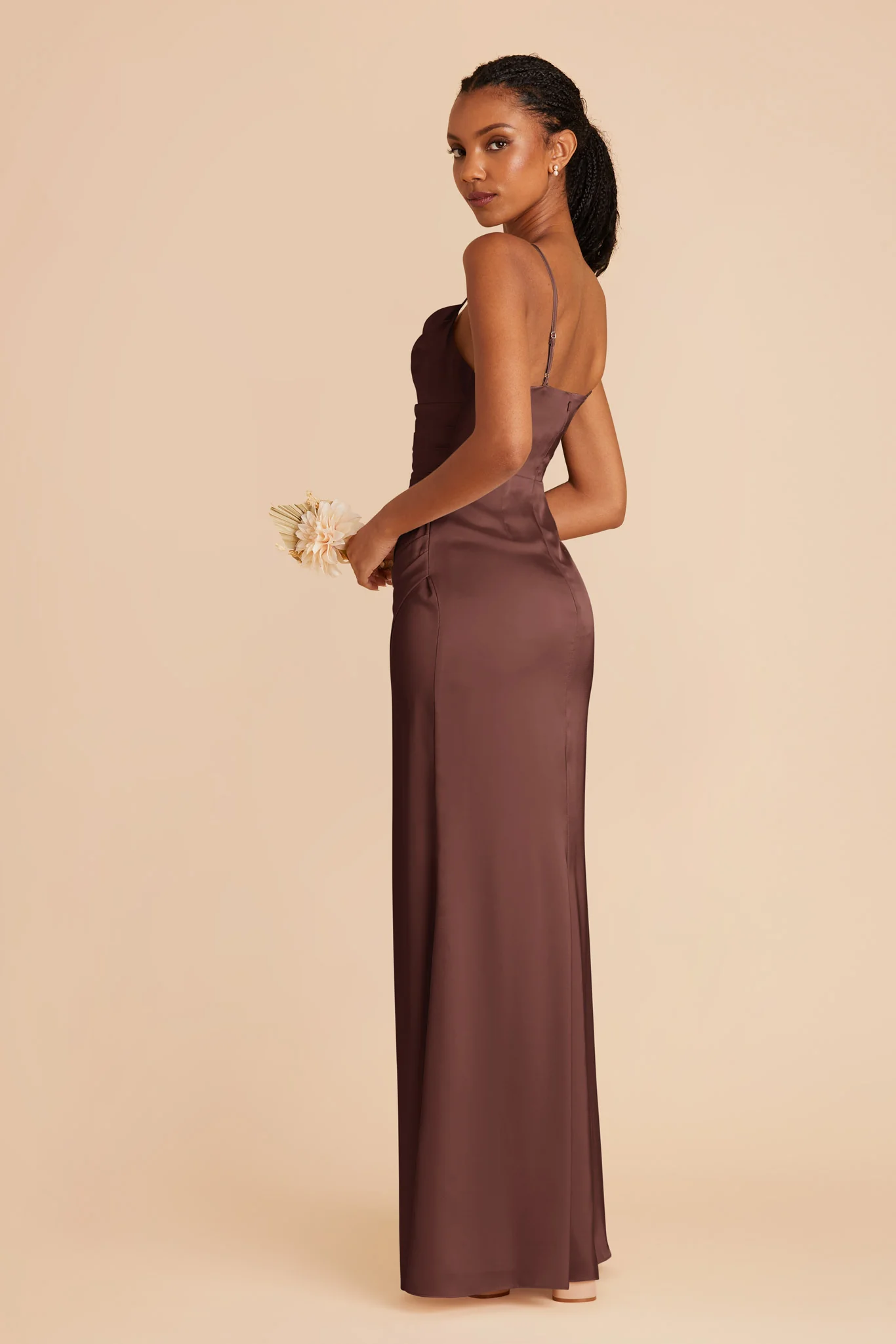 Matte Satin Chocolate Brown Dress - XNAUWBI