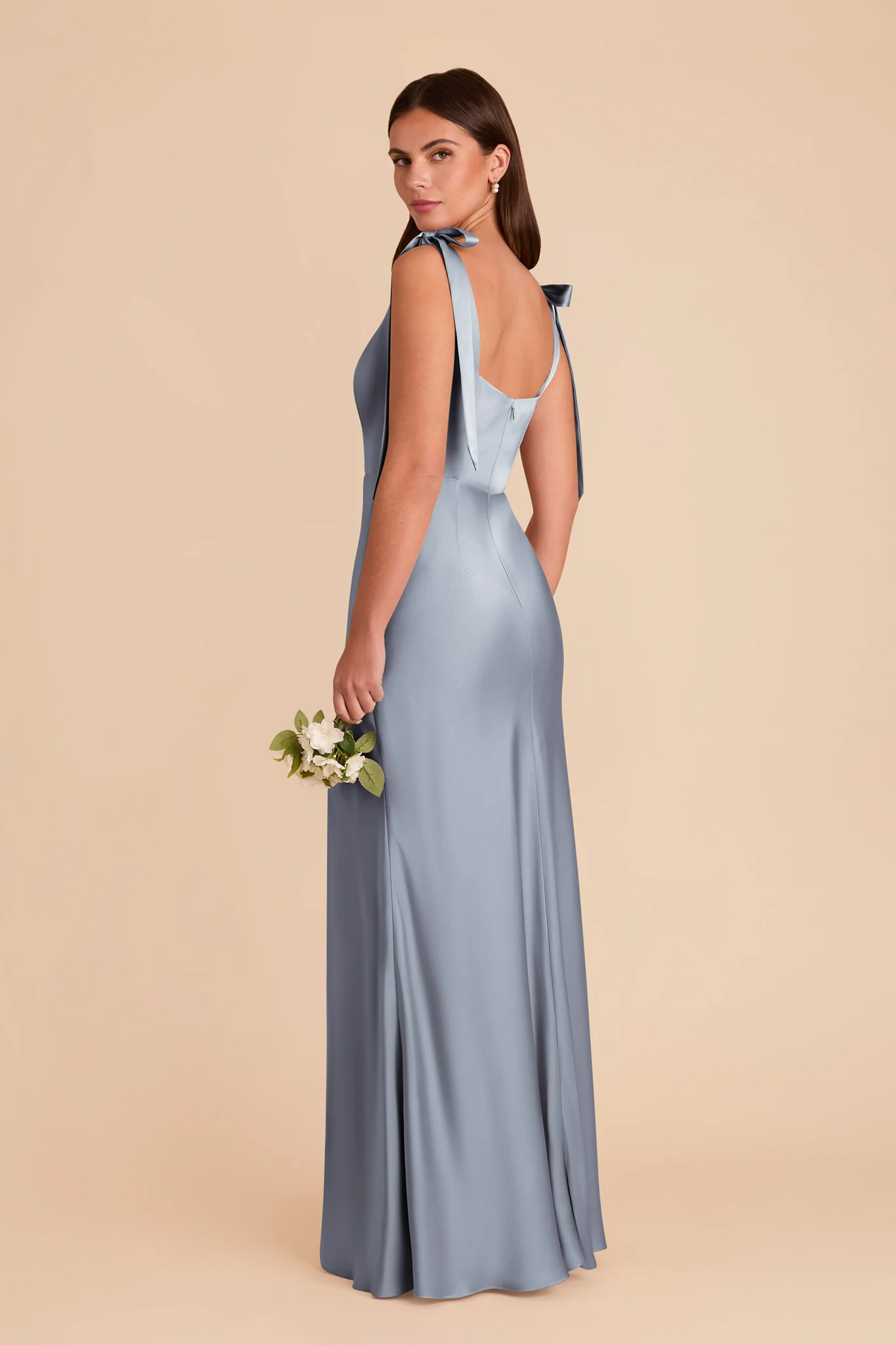 Matte Satin Dusty Blue Dress - XNAUWBI