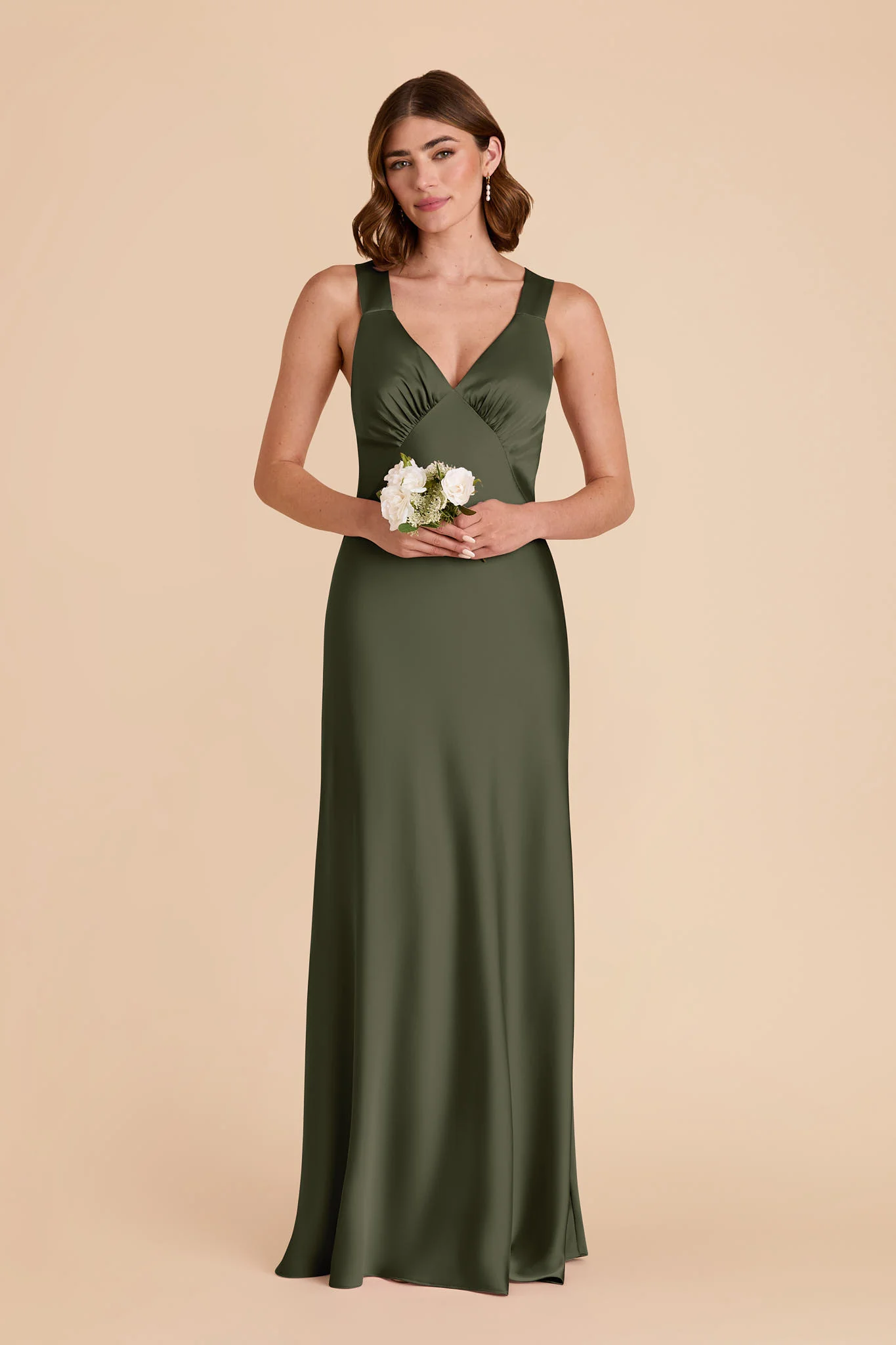 Matte Satin Olive Dress - XNAUWBI
