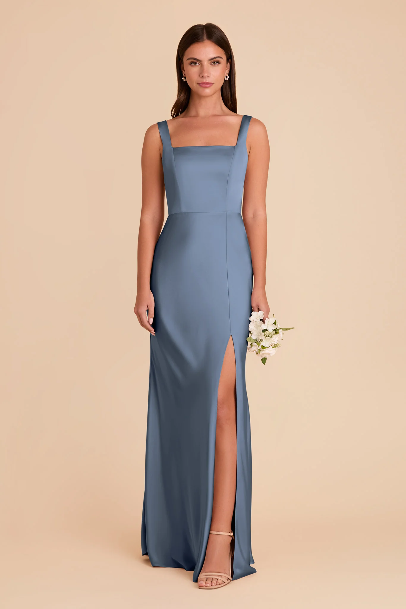 Matte Satin French Blue Dress - XNAUWBI