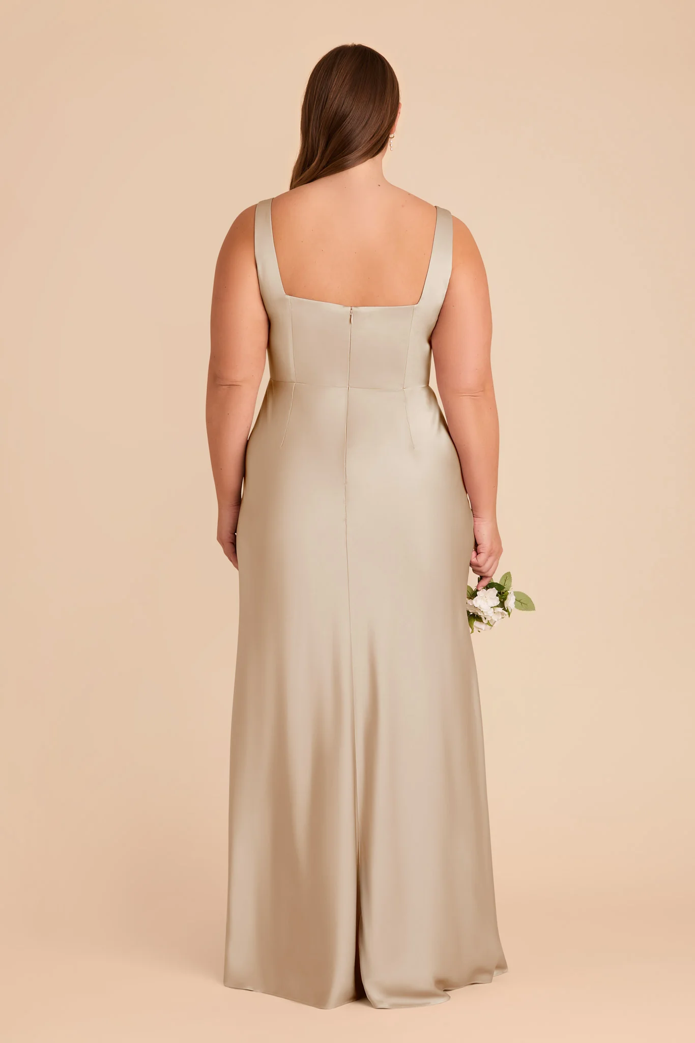 Matte Satin Neutral Champagne Dress - XNAUWBI