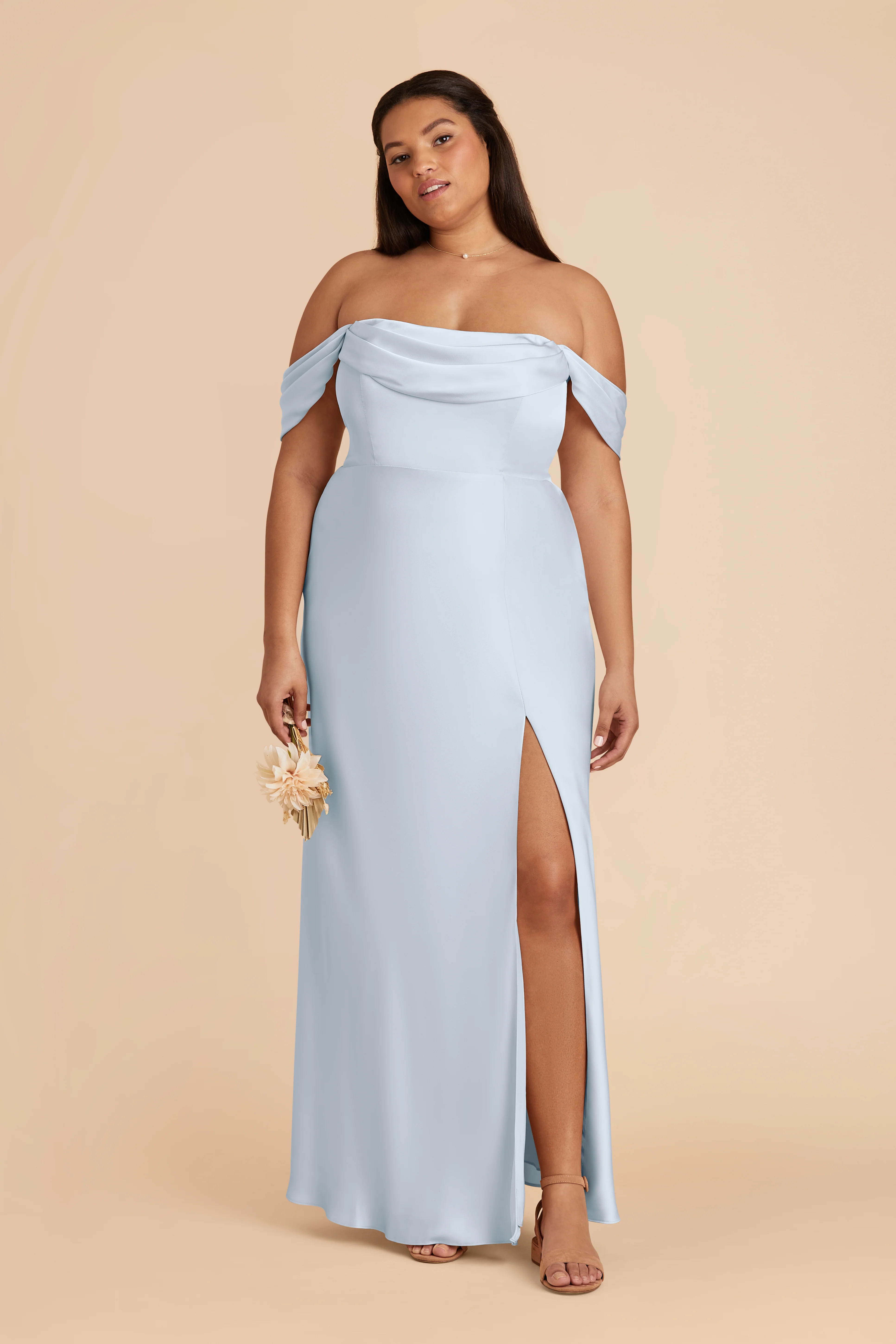 Matte Satin Mist Blue Dress - XNAUWBI