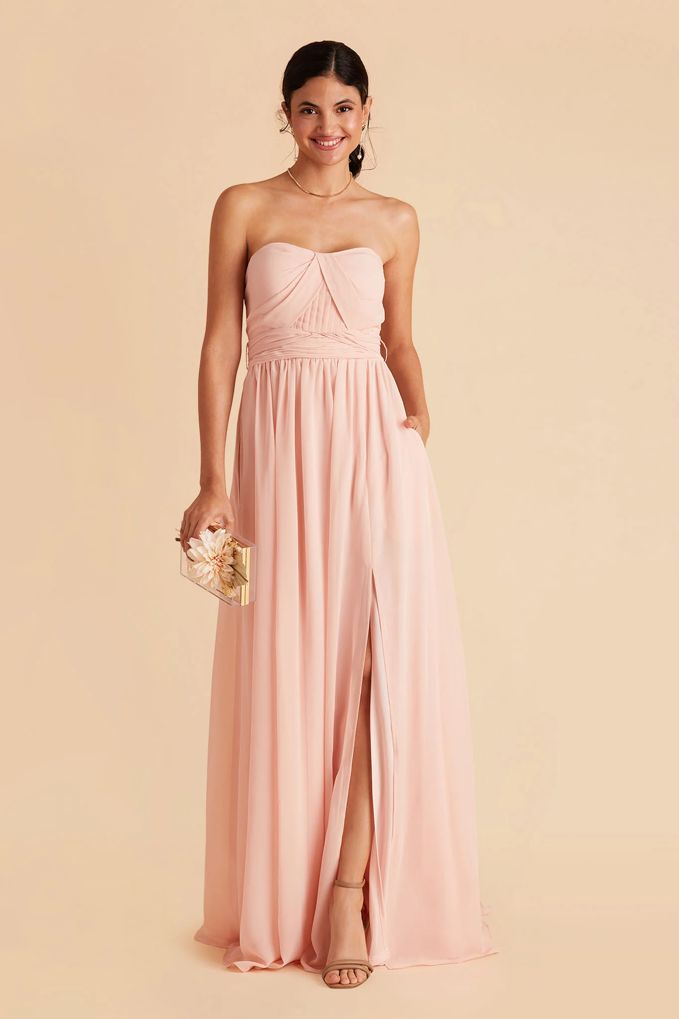 Chiffon Blush Pink Dress - XNAUWBI