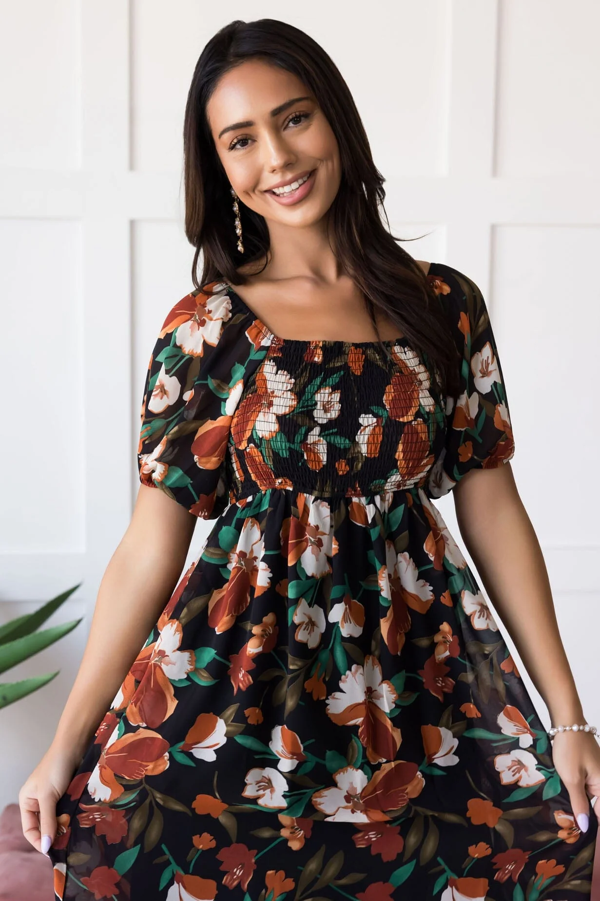 The Kimberly Noir Blossoms Dresses - XNAUWBI